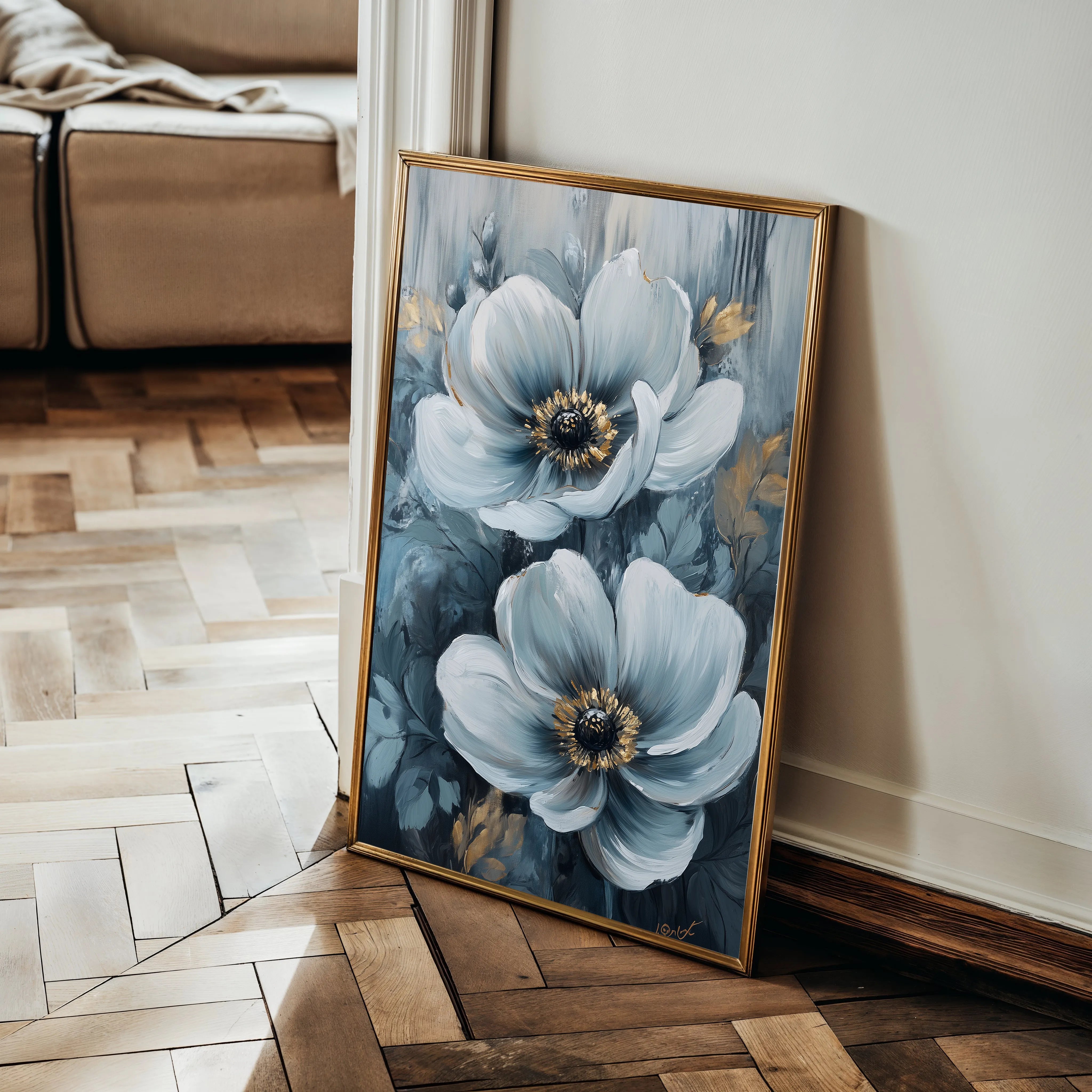 Floral 1474 Canvas Art 18" x 24" / 45 x 60 cm / Black