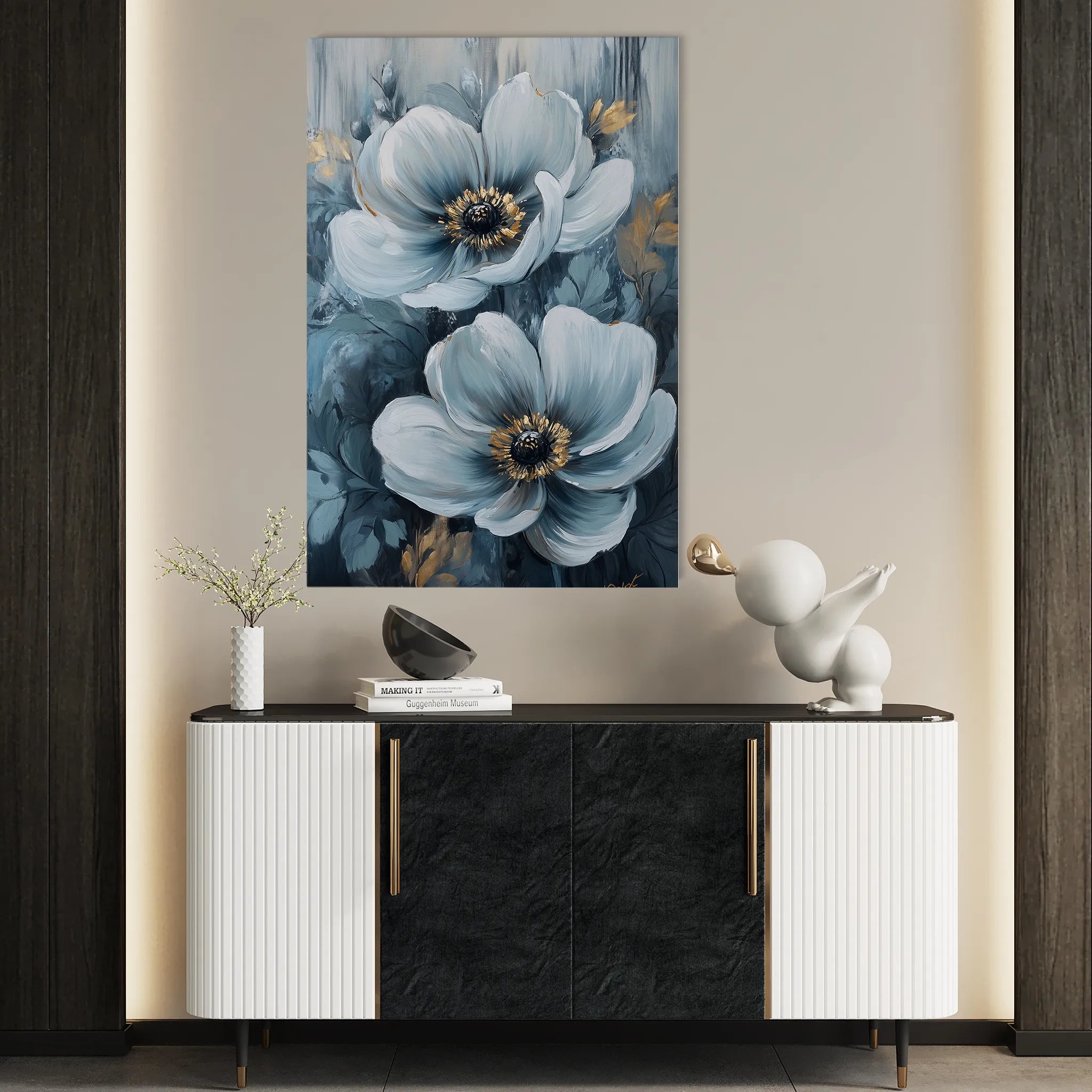 Floral 1474 Canvas Art 18" x 24" / 45 x 60 cm / Black
