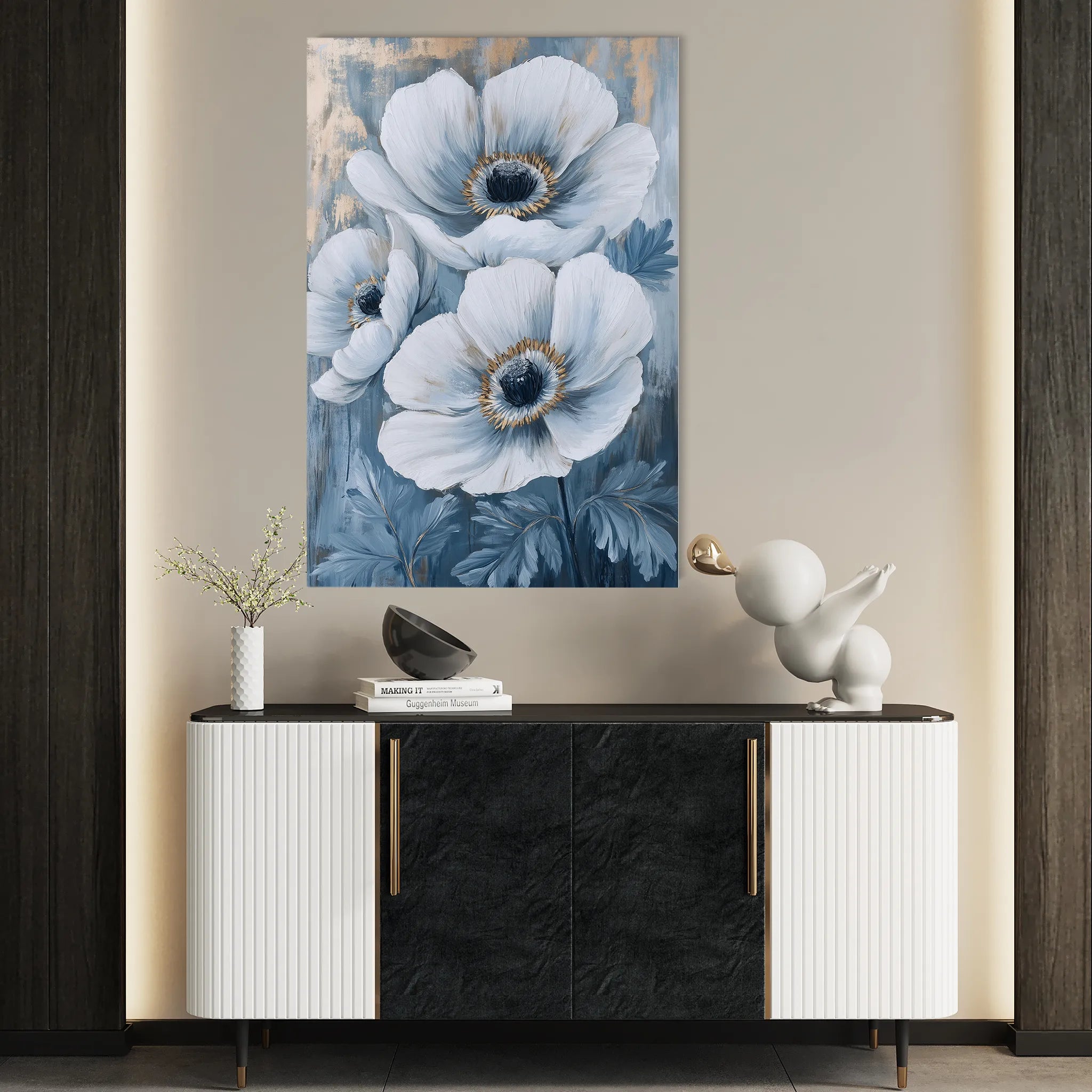 Floral 1475 Canvas Art 18" x 24" / 45 x 60 cm / Black