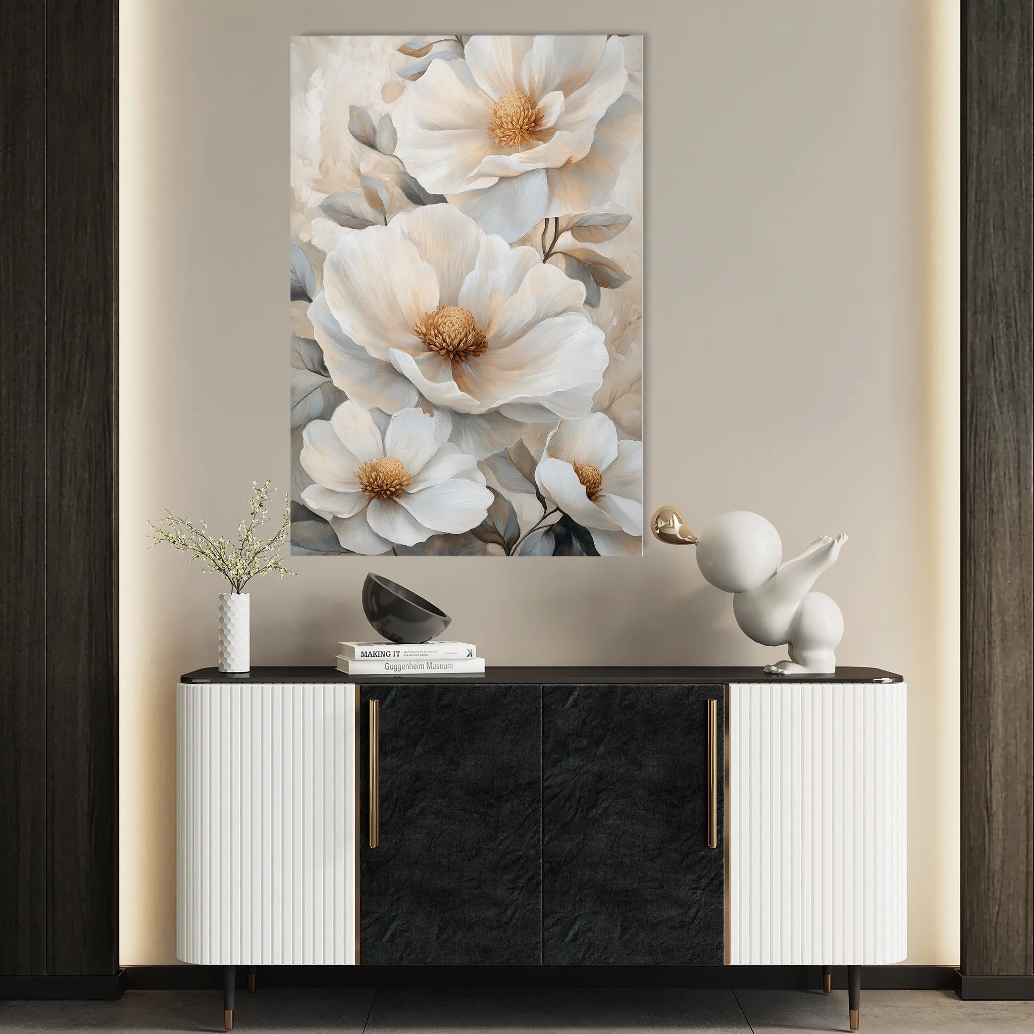 Floral 1476 Canvas Art 18" x 24" / 45 x 60 cm / Black