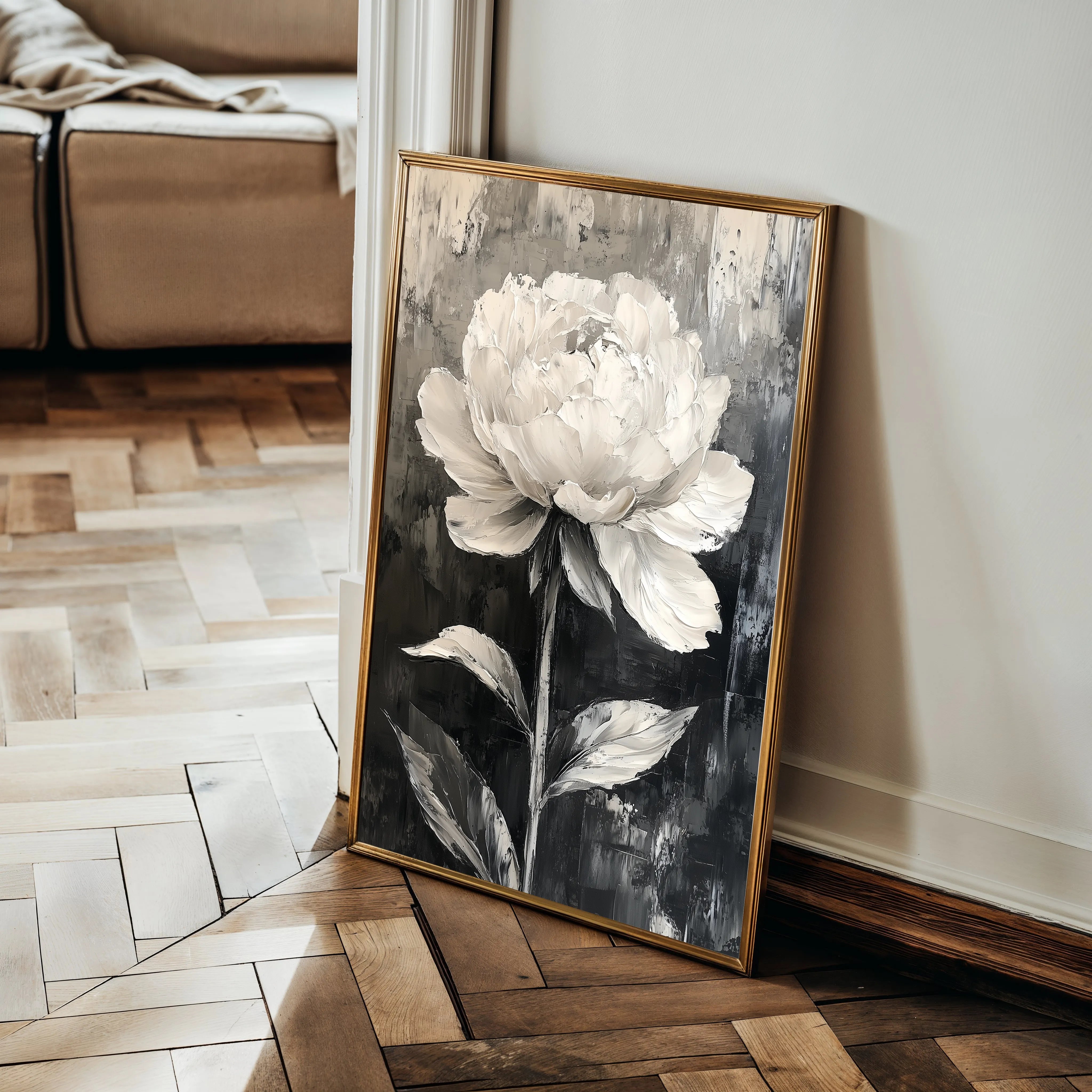 Floral 1478 Canvas Art 18" x 24" / 45 x 60 cm / Black