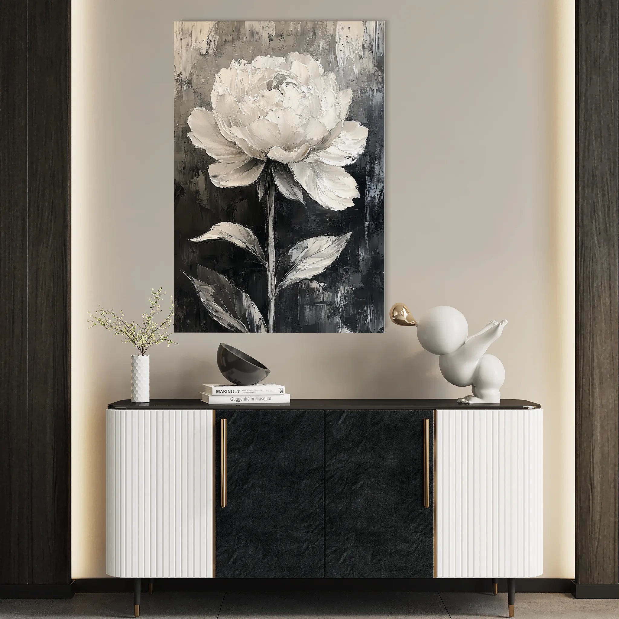 Floral 1478 Canvas Art 18" x 24" / 45 x 60 cm / Black