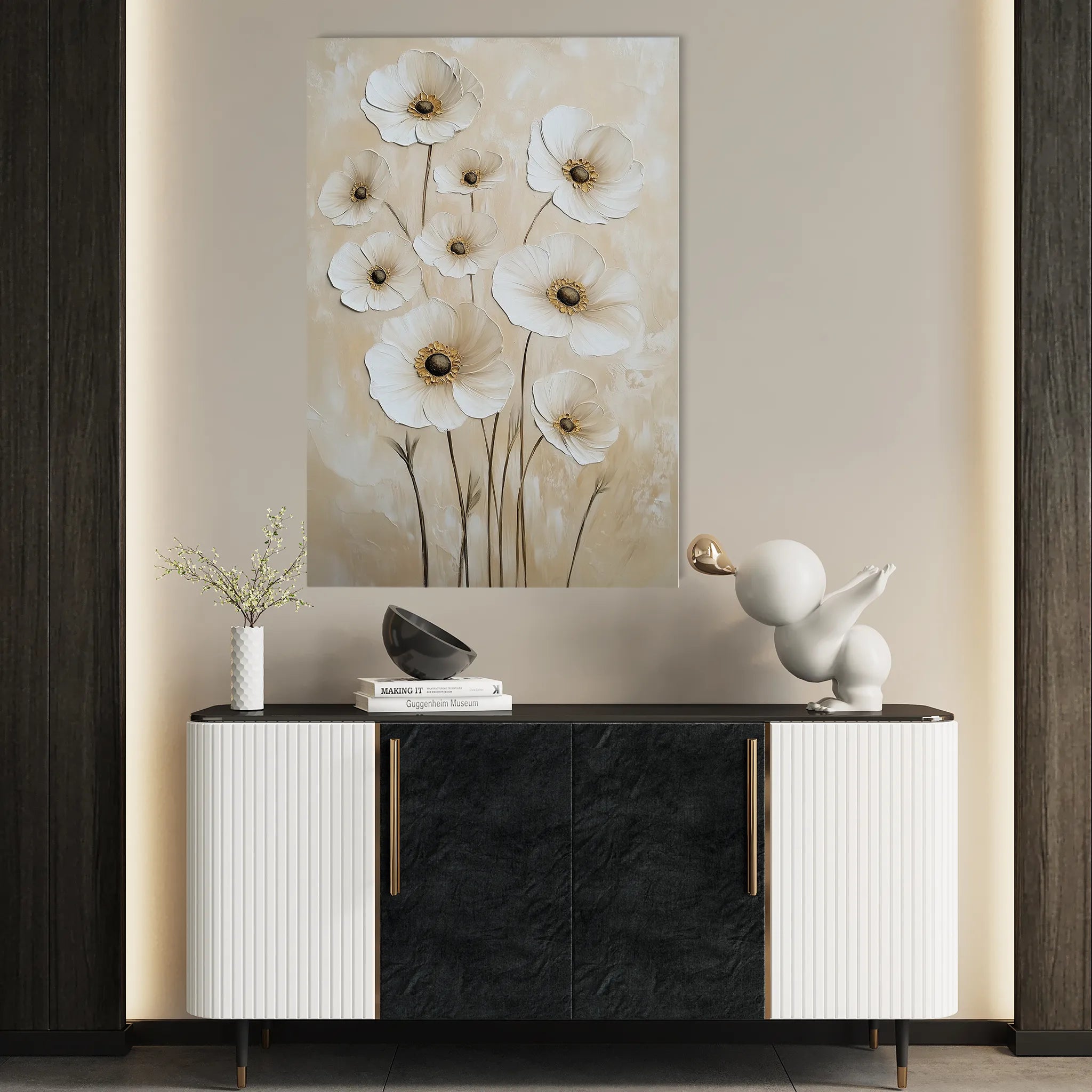 Floral 1523 Canvas Art 18" x 24" / 45 x 60 cm / Black