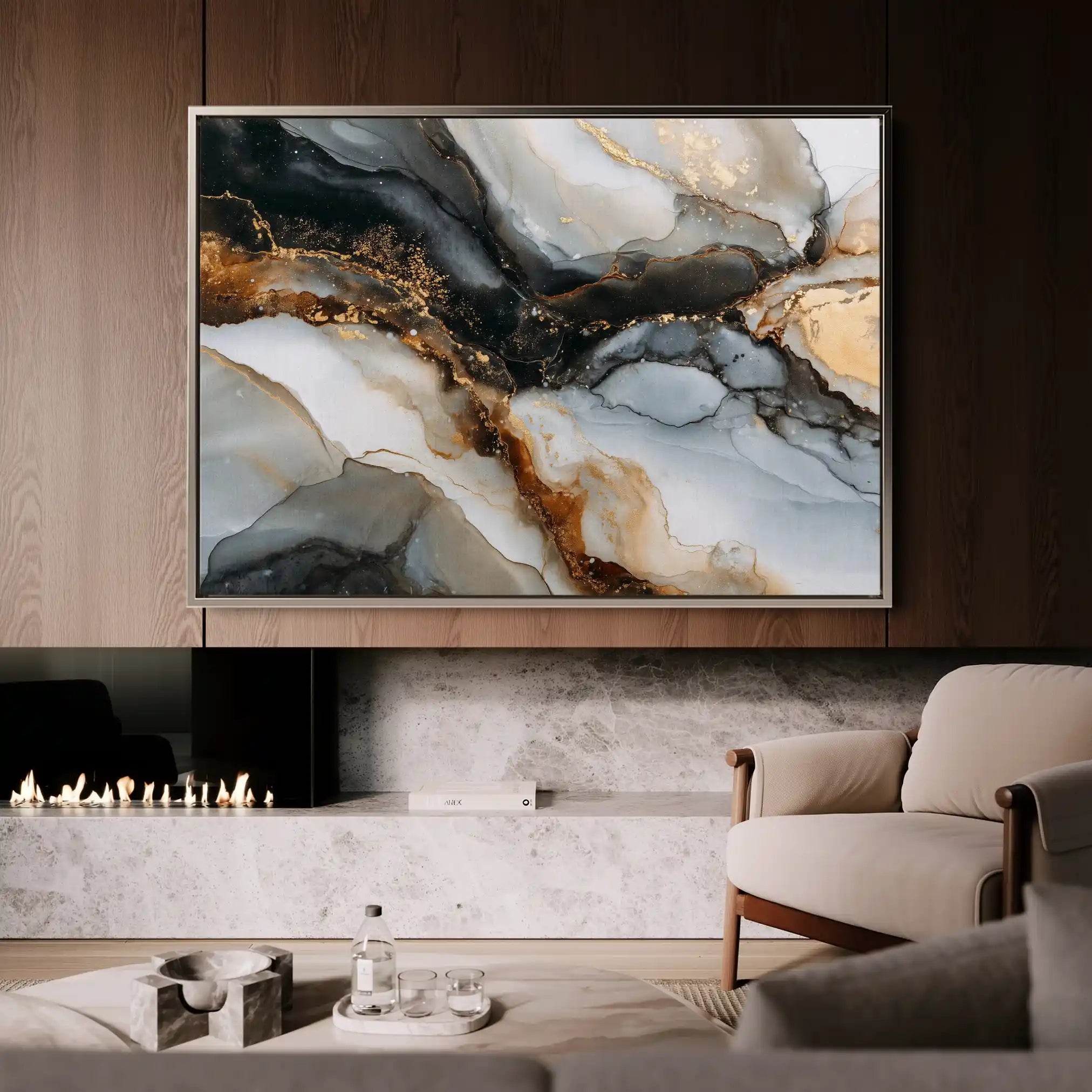 Abstract 1524 Canvas Art 18" x 24" / 45 x 60 cm / Black