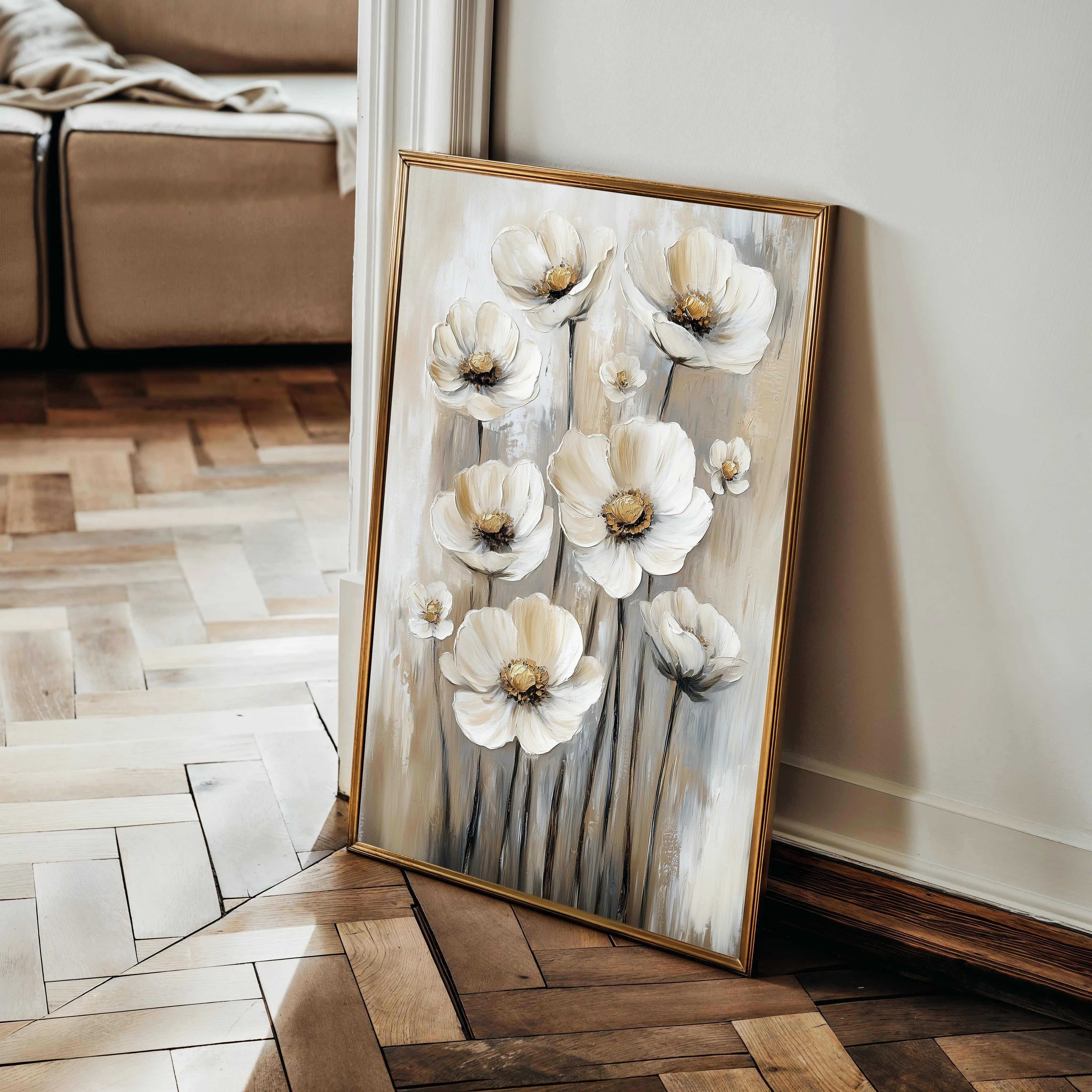 Floral 1524 Canvas Art 18" x 24" / 45 x 60 cm / Black