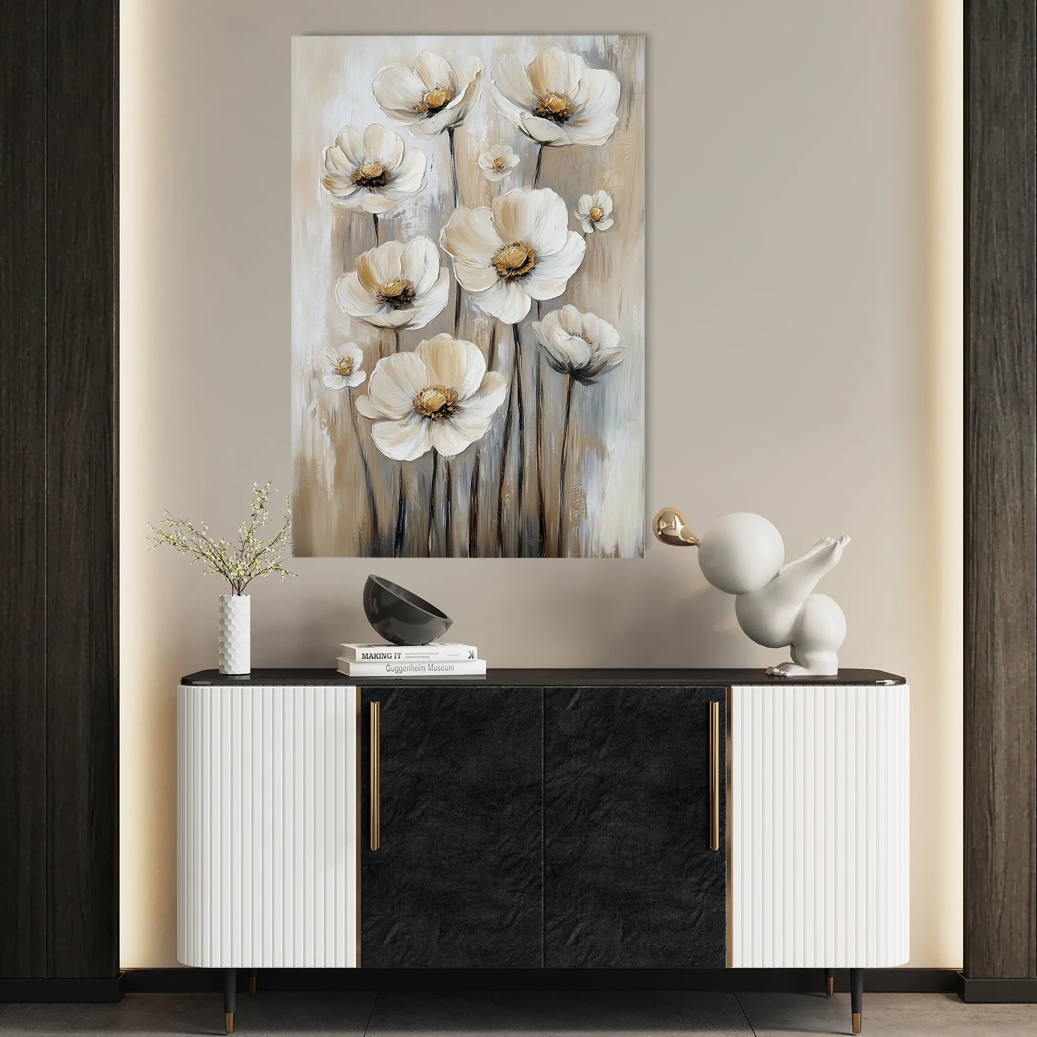 Floral 1524 Canvas Art 18" x 24" / 45 x 60 cm / Black