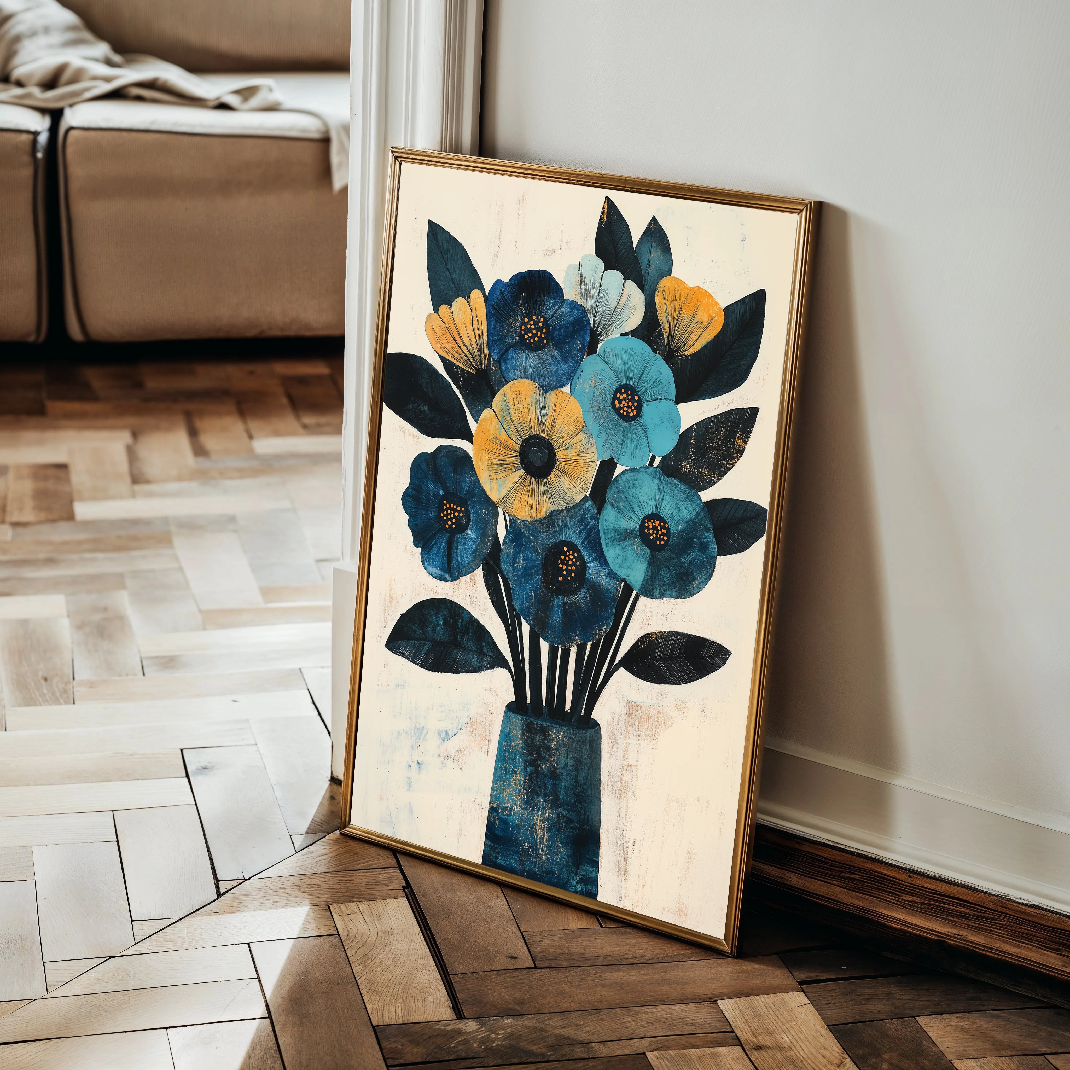 Floral 1525 Canvas Art 18" x 24" / 45 x 60 cm / Black
