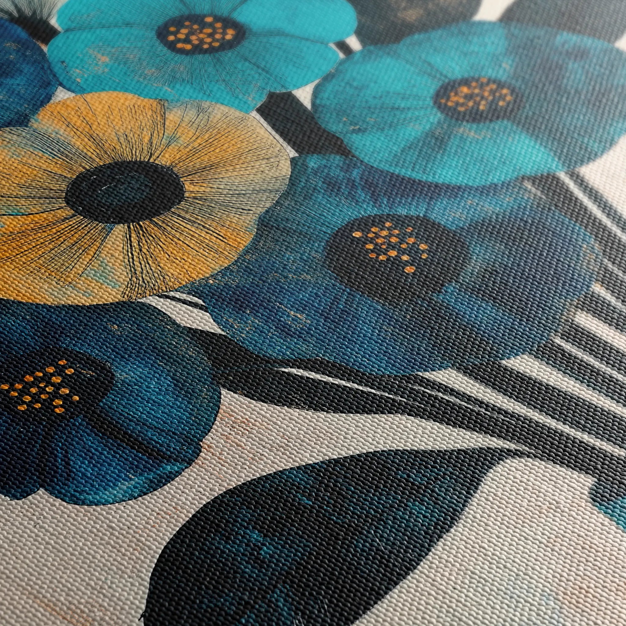 Floral 1525 Canvas Art 18" x 24" / 45 x 60 cm / Black
