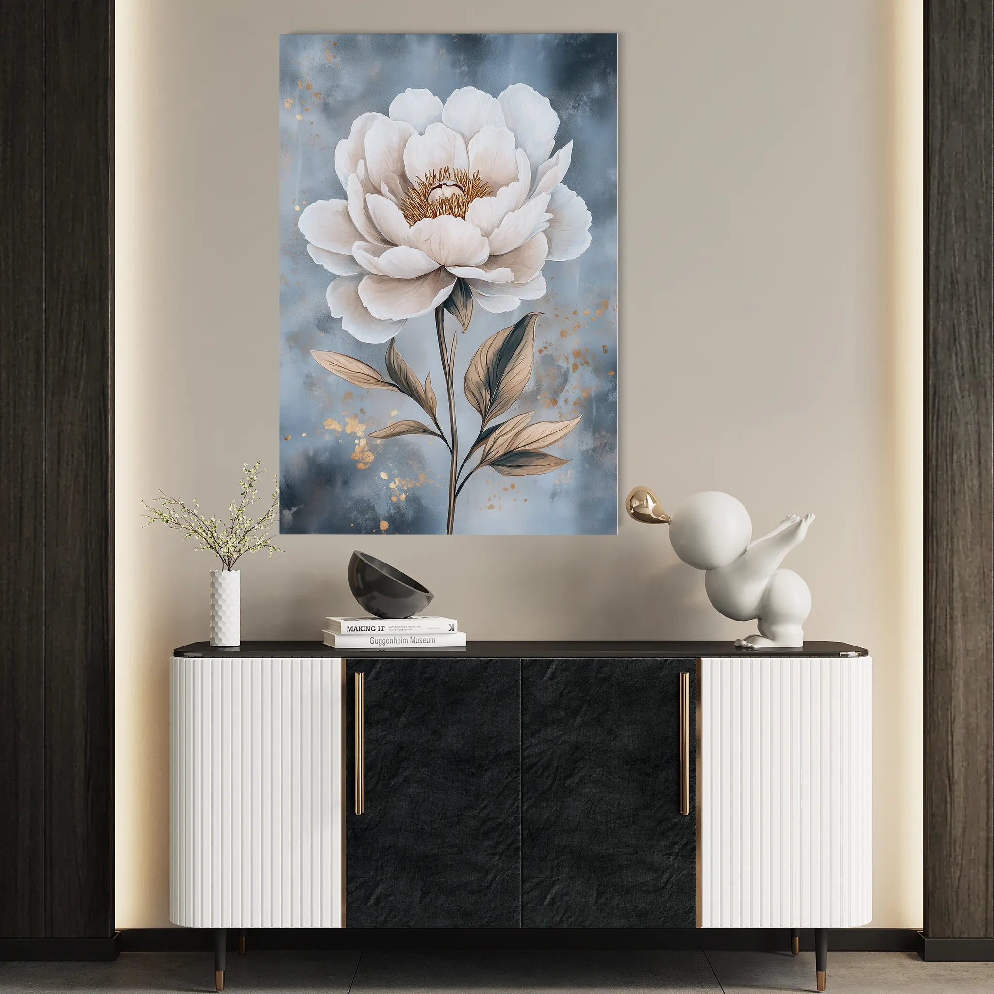 Floral 1527 Canvas Art 18" x 24" / 45 x 60 cm / Black