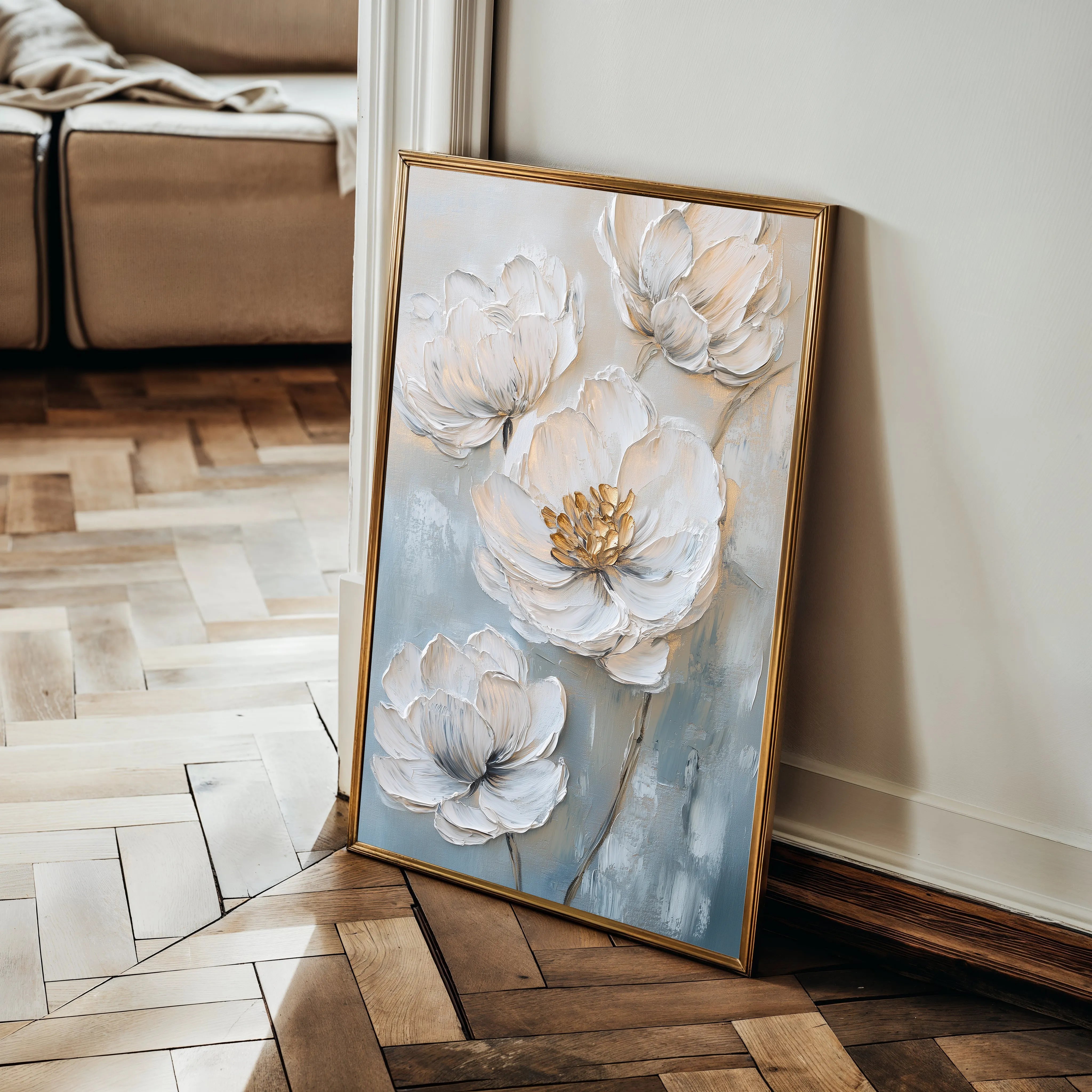 Floral 1528 Canvas Art 18" x 24" / 45 x 60 cm / Black