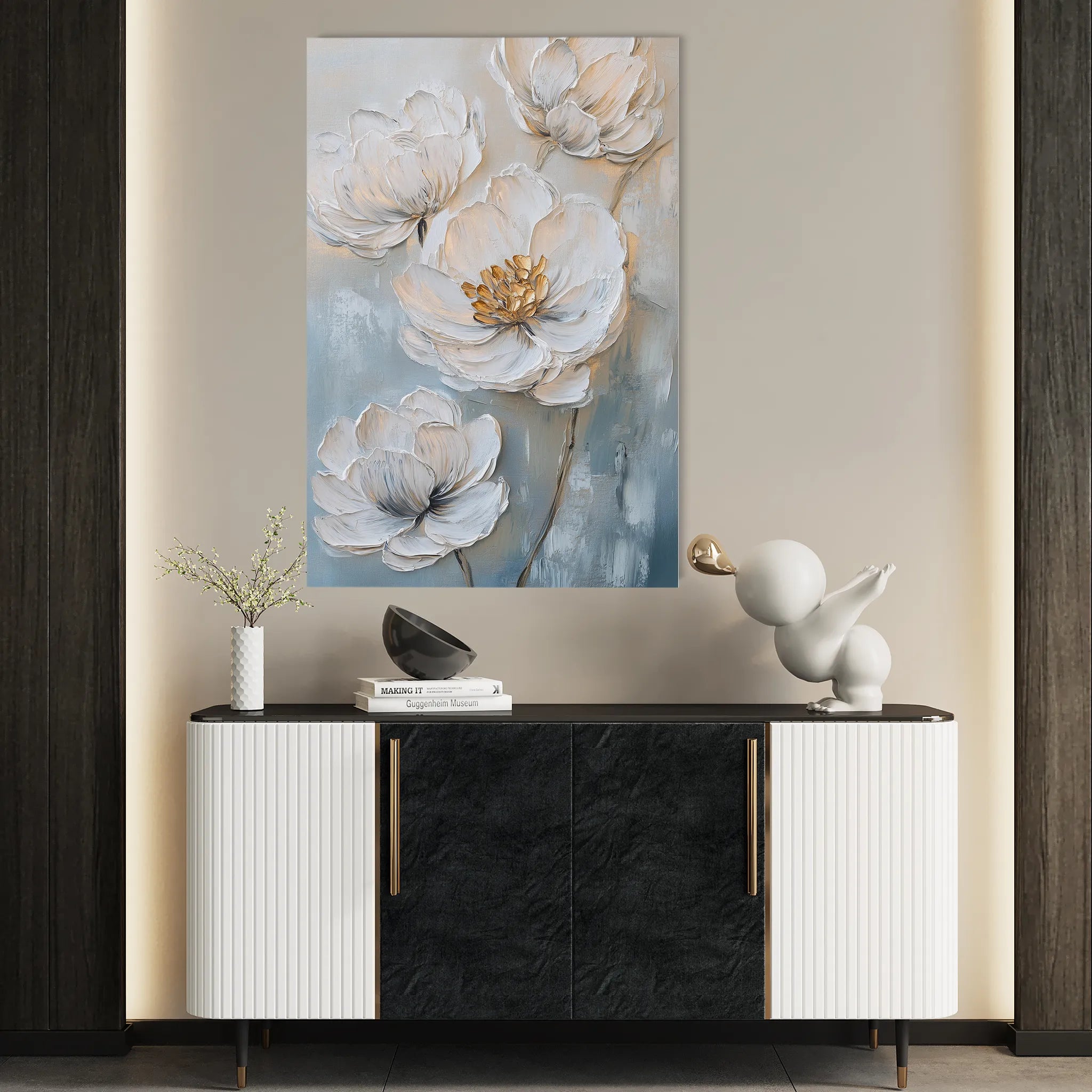 Floral 1528 Canvas Art 18" x 24" / 45 x 60 cm / Black