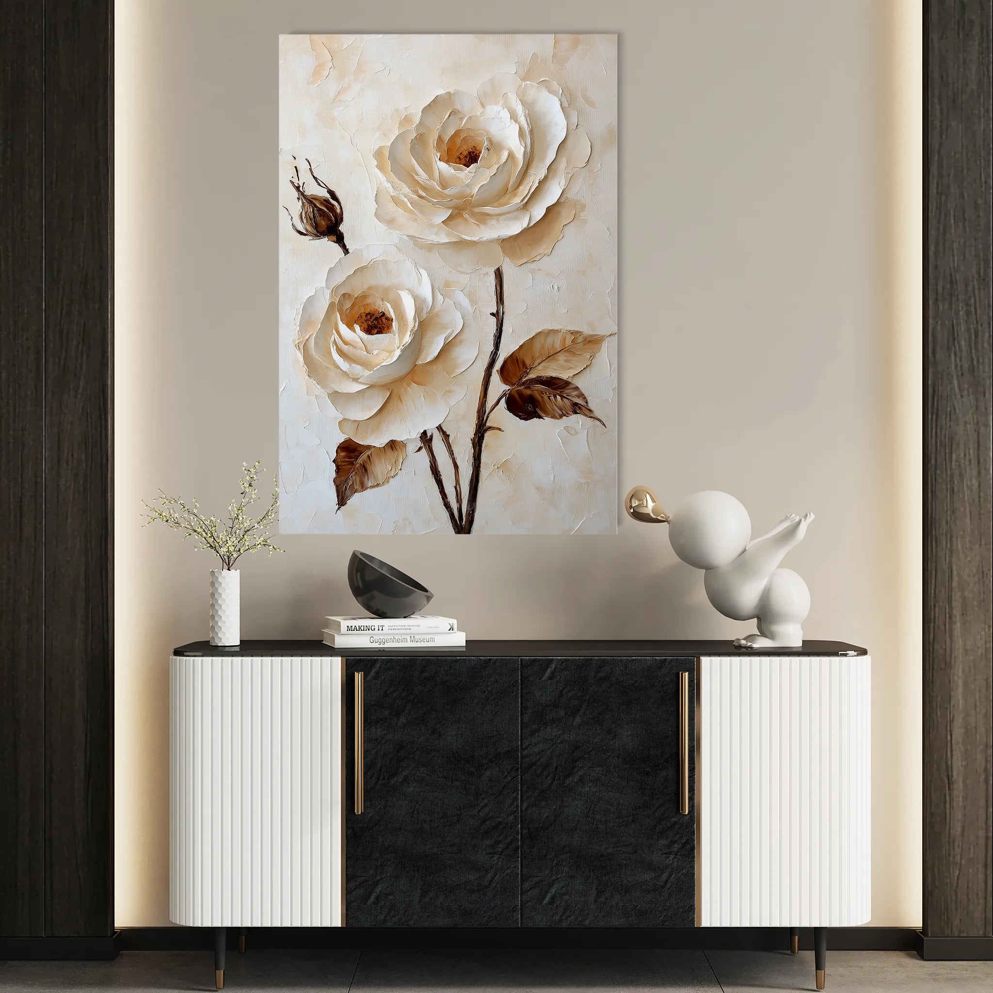 Floral 1529 Canvas Art 18" x 24" / 45 x 60 cm / Black