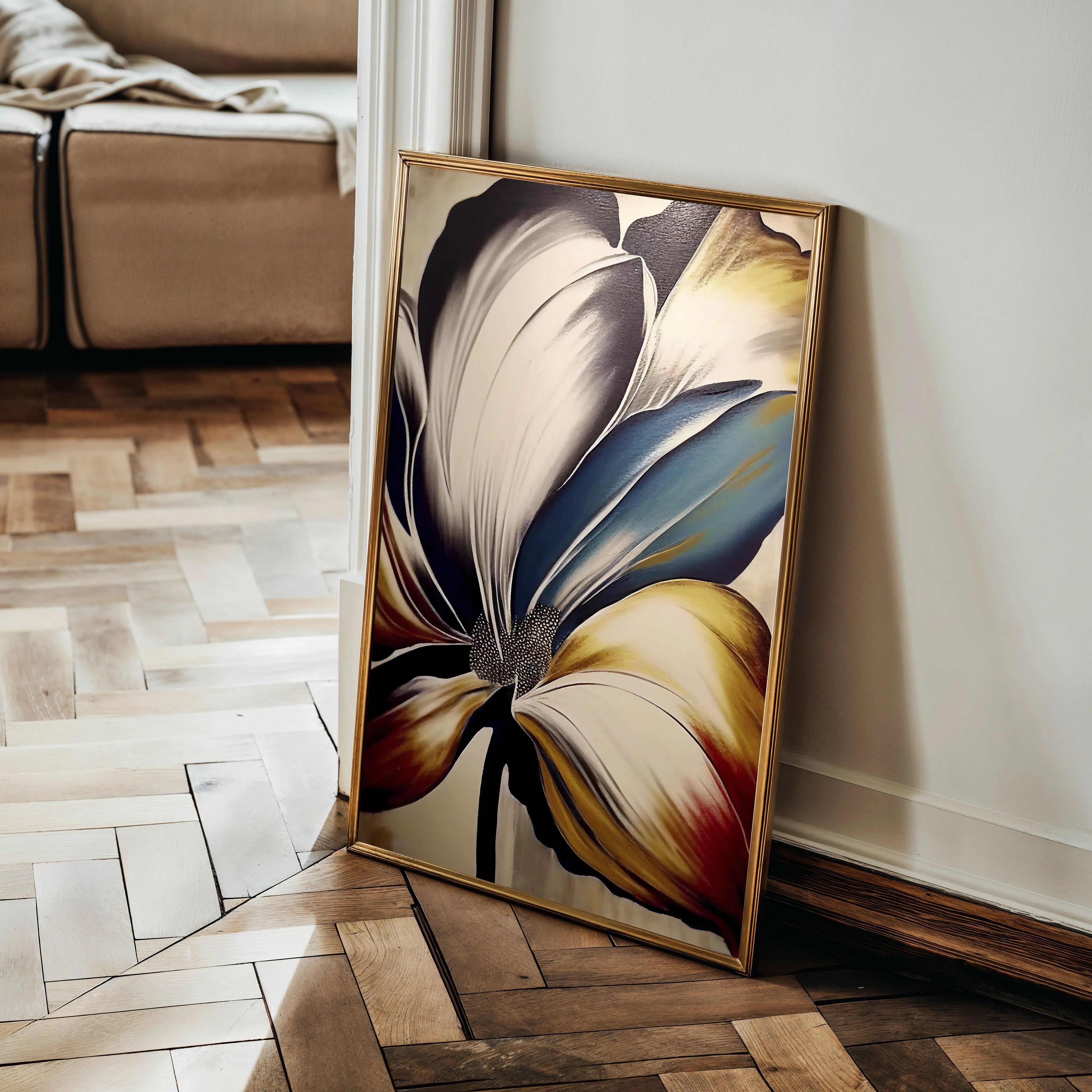 Floral 153 Canvas Art 18" x 24" / 45 x 60 cm / Black