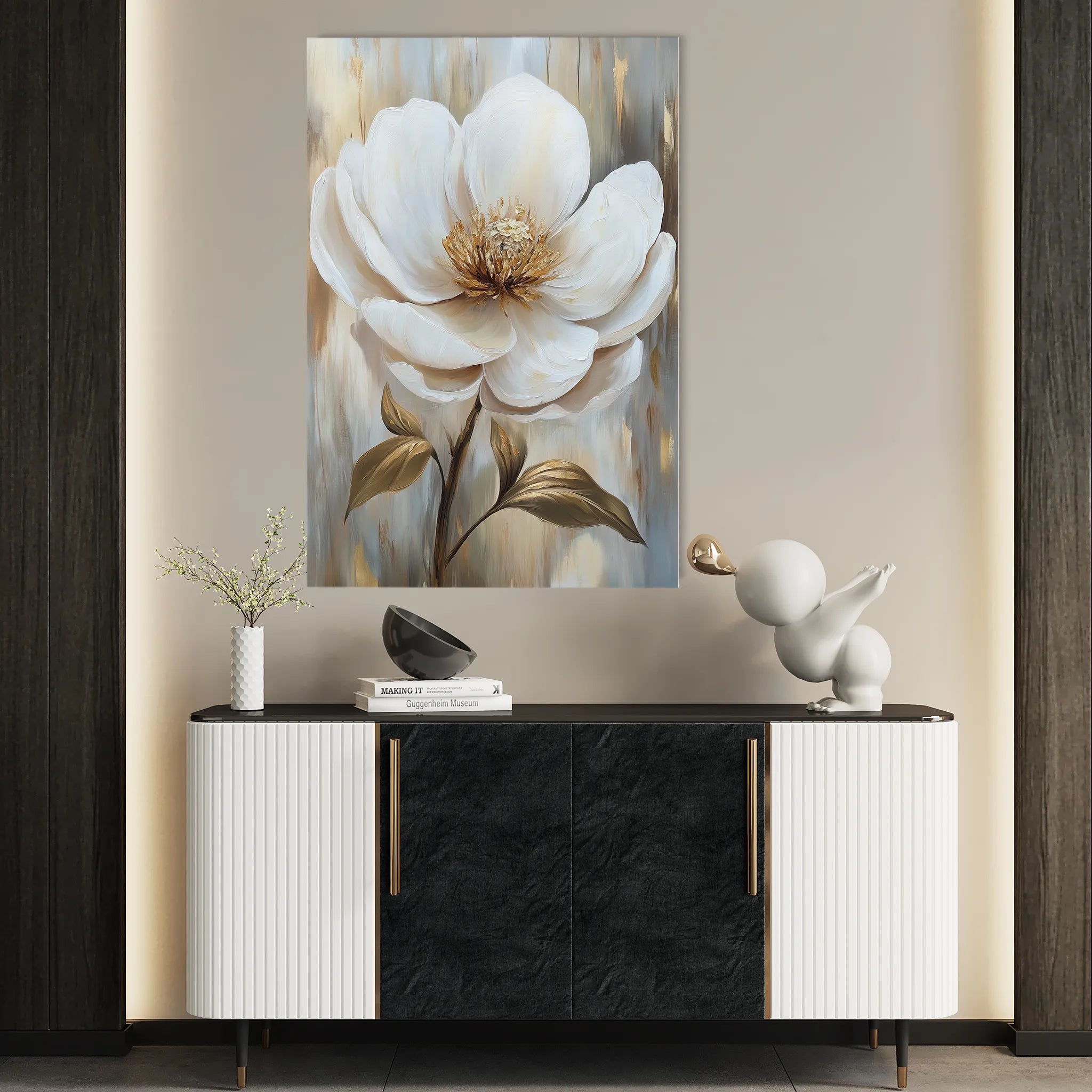 Floral 1530 Canvas Art 18" x 24" / 45 x 60 cm / Black