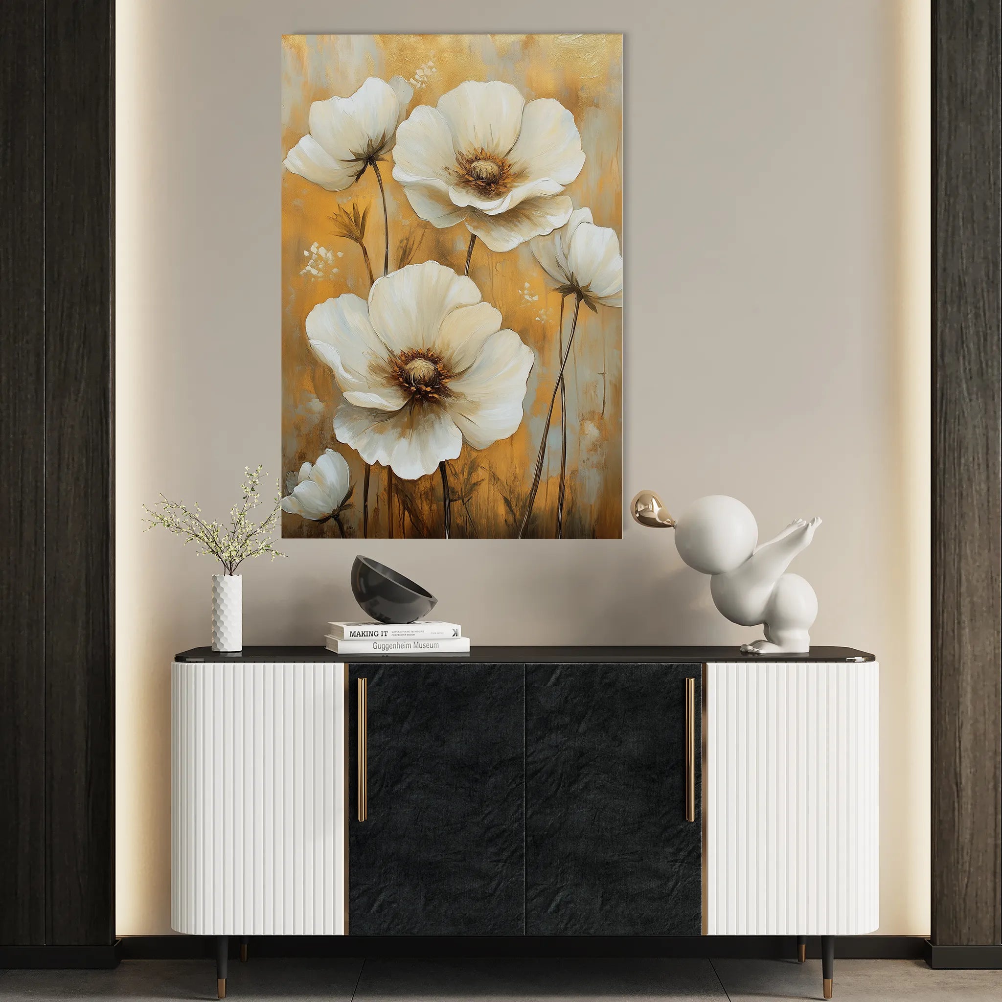 Floral 1531 Canvas Art 18" x 24" / 45 x 60 cm / Black