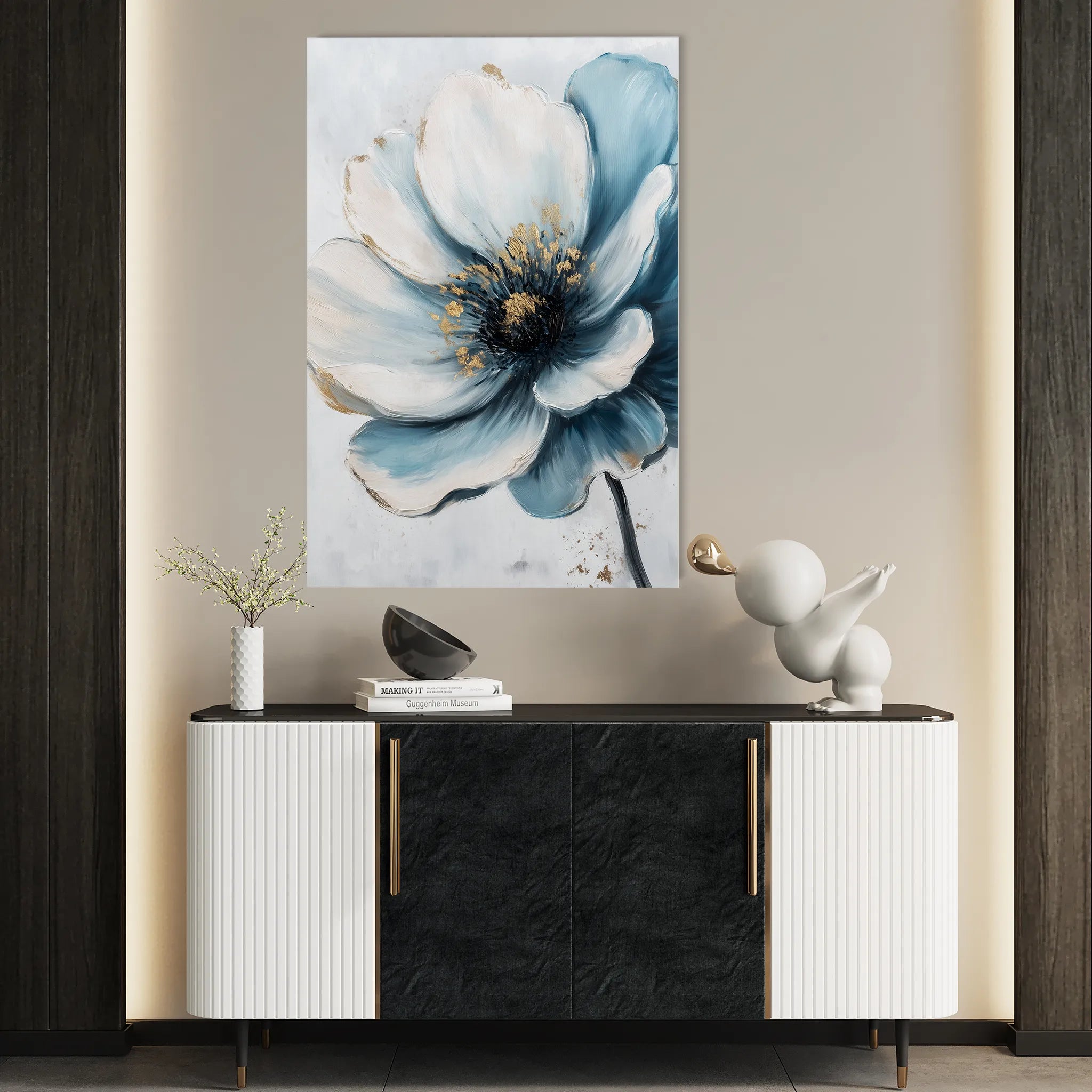 Floral 1532 Canvas Art 18" x 24" / 45 x 60 cm / Black