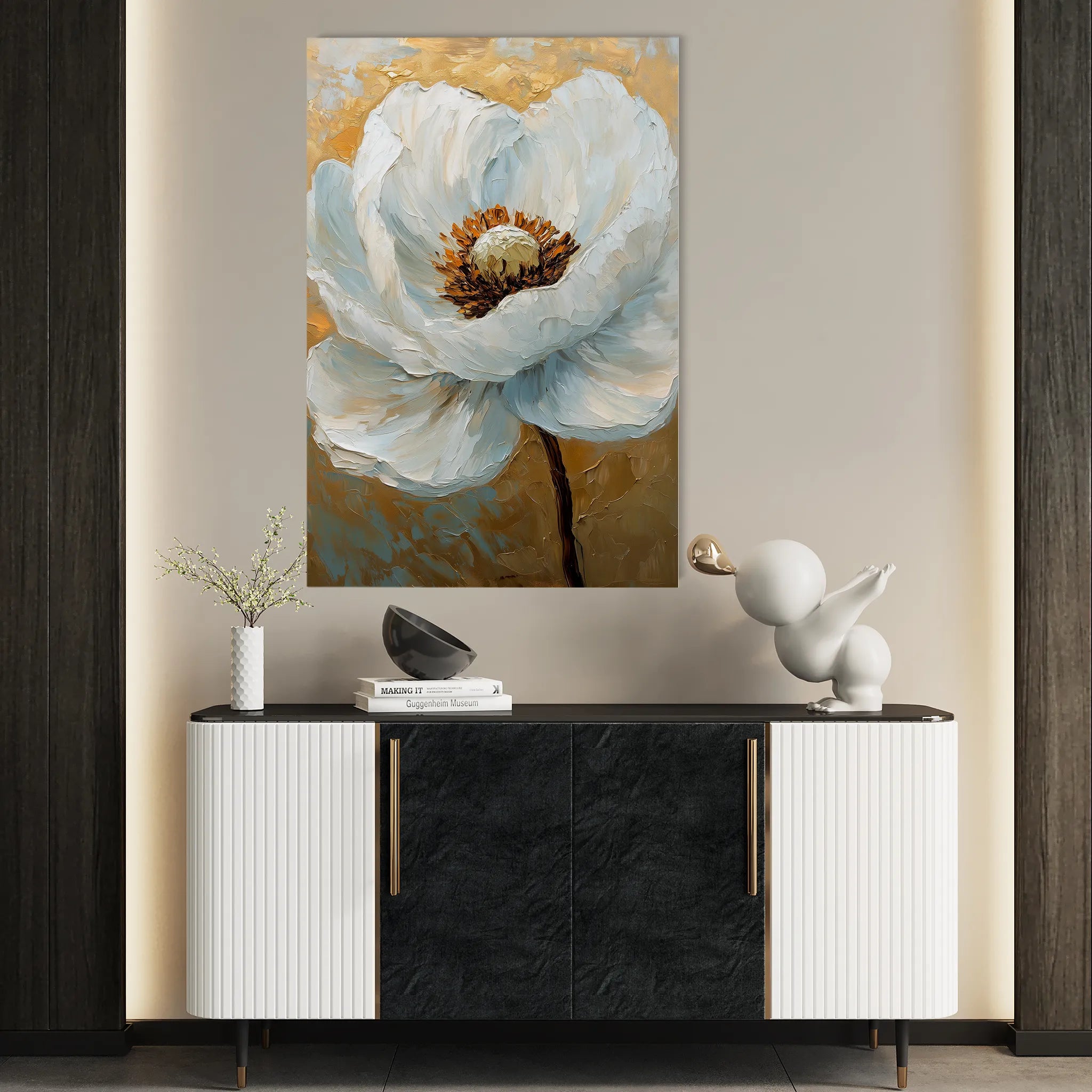 Floral 1534 Canvas Art 18" x 24" / 45 x 60 cm / Black