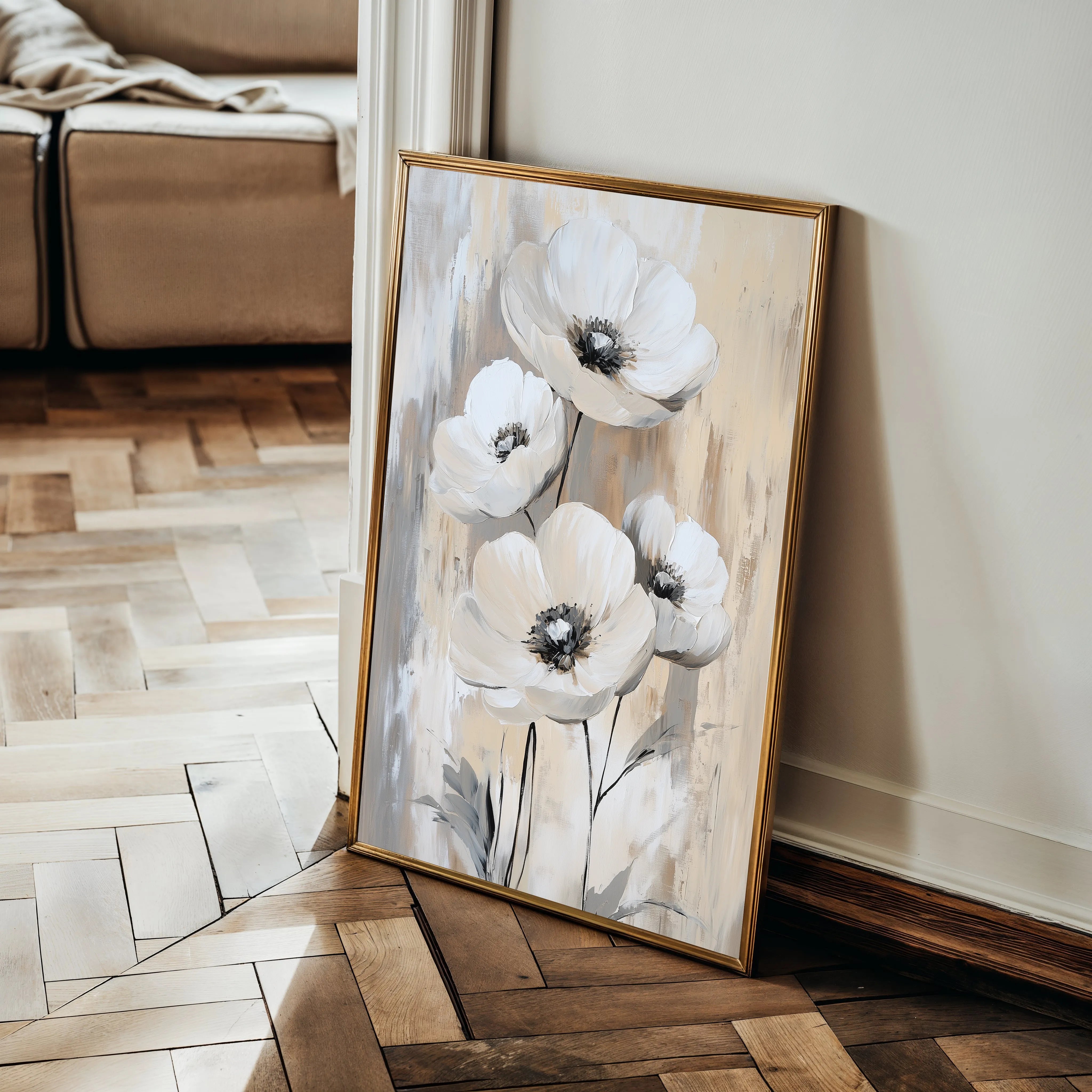 Floral 1536 Canvas Art 18" x 24" / 45 x 60 cm / Black