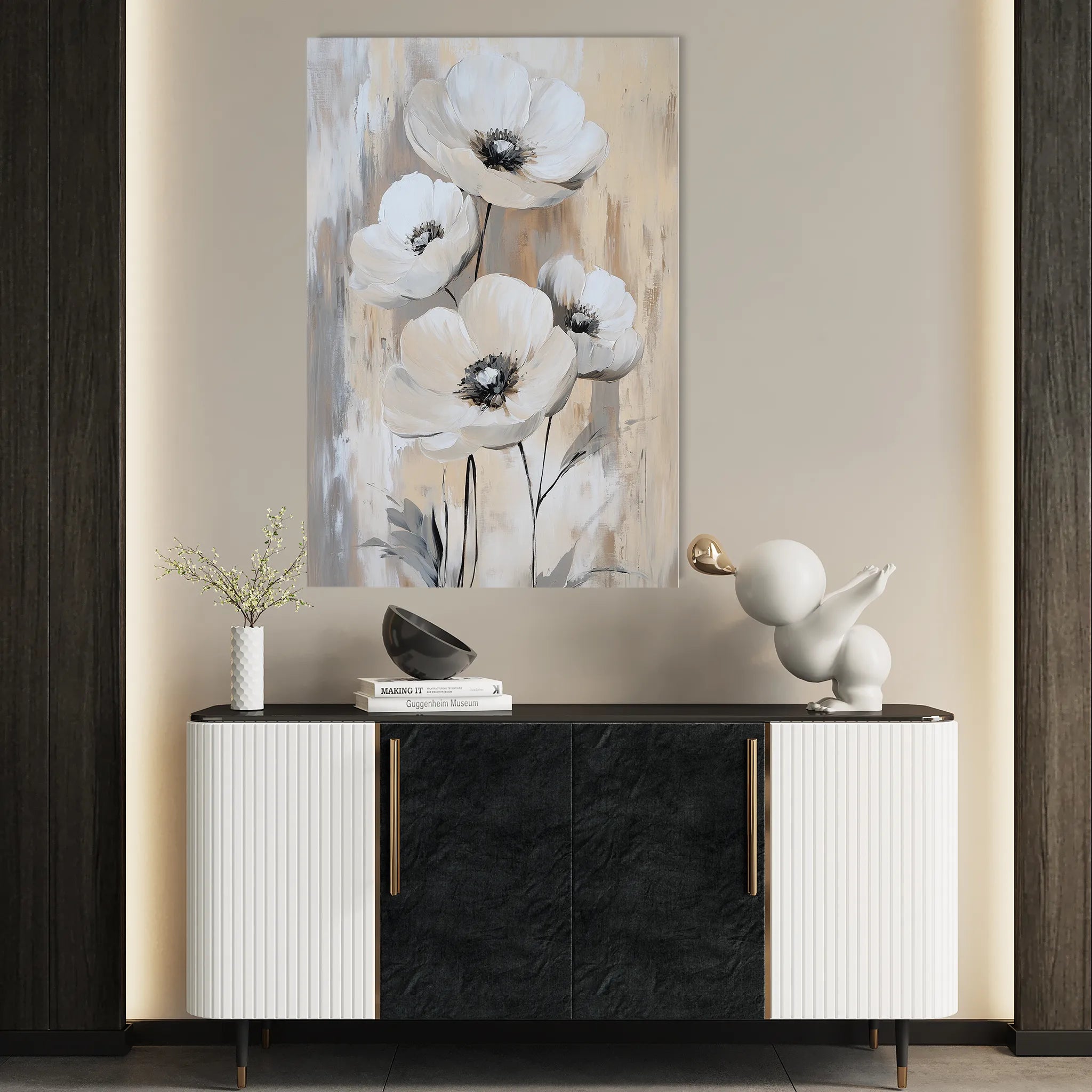 Floral 1536 Canvas Art 18" x 24" / 45 x 60 cm / Black