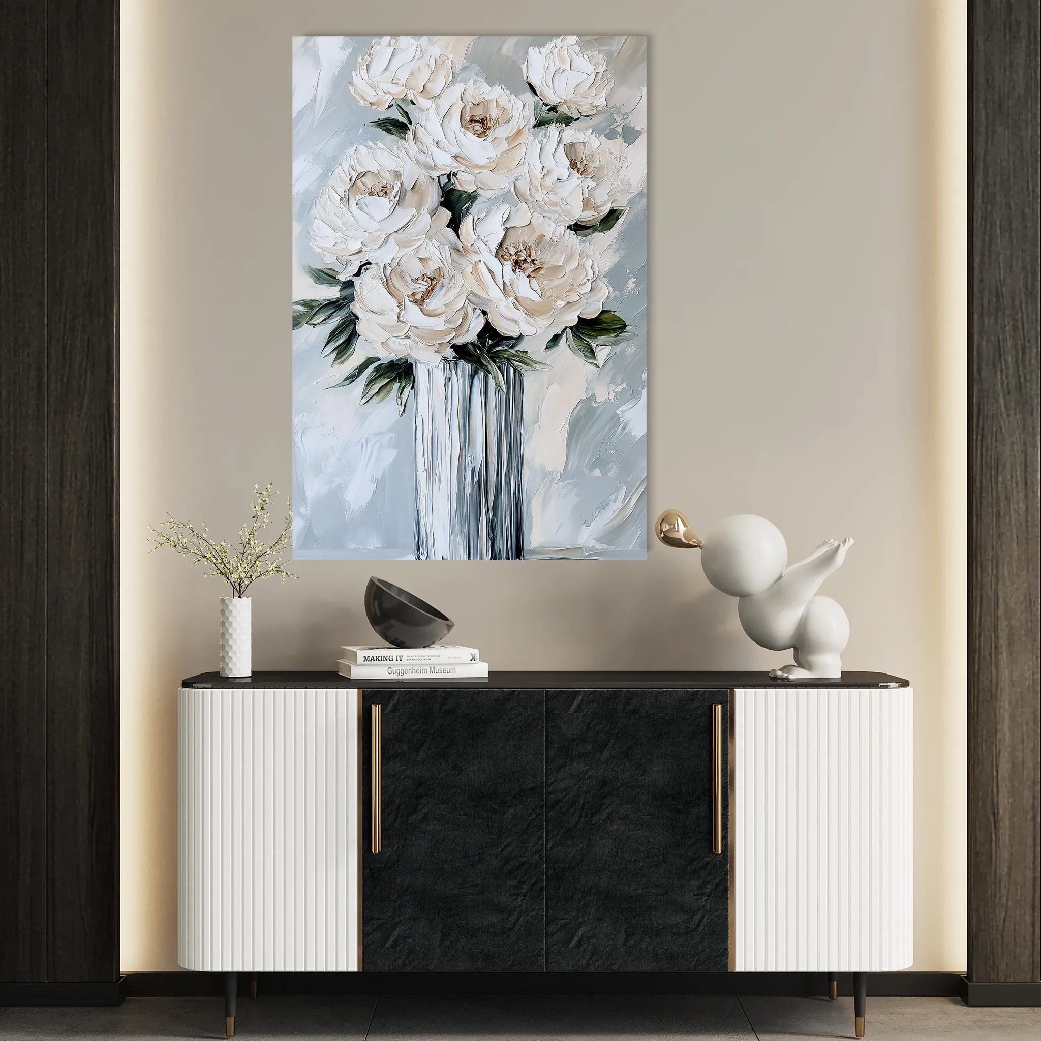 Floral 1537 Canvas Art 18" x 24" / 45 x 60 cm / Black