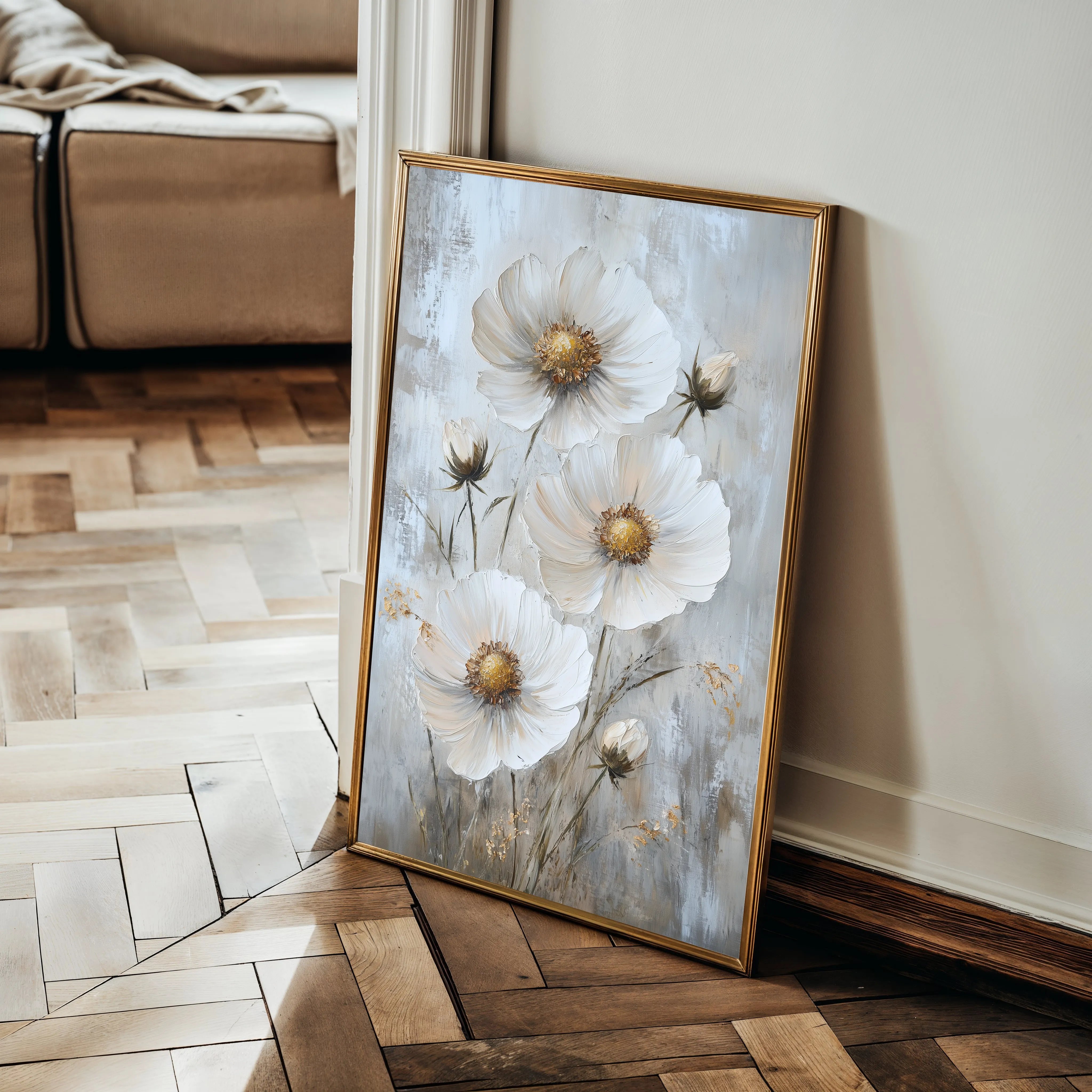 Floral 1538 Canvas Art 18" x 24" / 45 x 60 cm / Black
