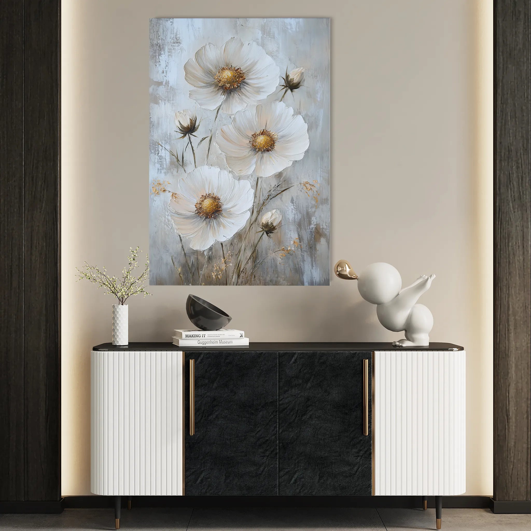 Floral 1538 Canvas Art 18" x 24" / 45 x 60 cm / Black