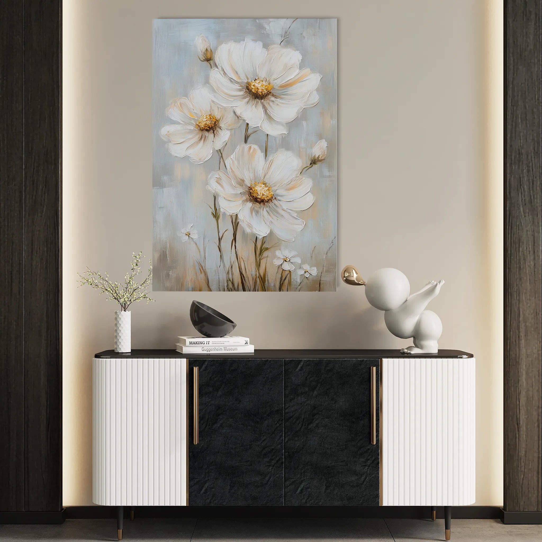 Floral 1539 Canvas Art 18" x 24" / 45 x 60 cm / Black