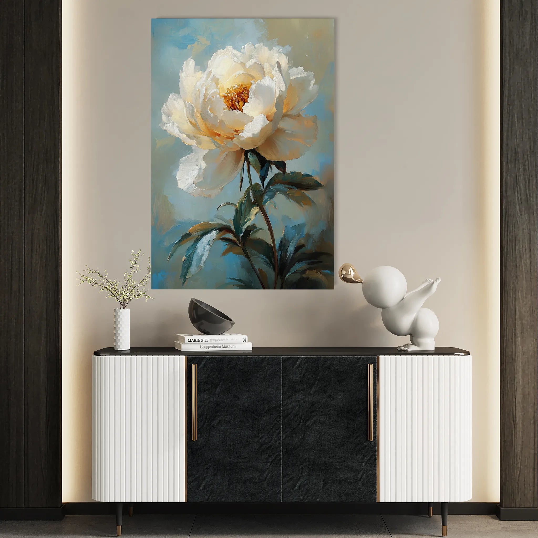 Floral 1540 Canvas Art 18" x 24" / 45 x 60 cm / Black