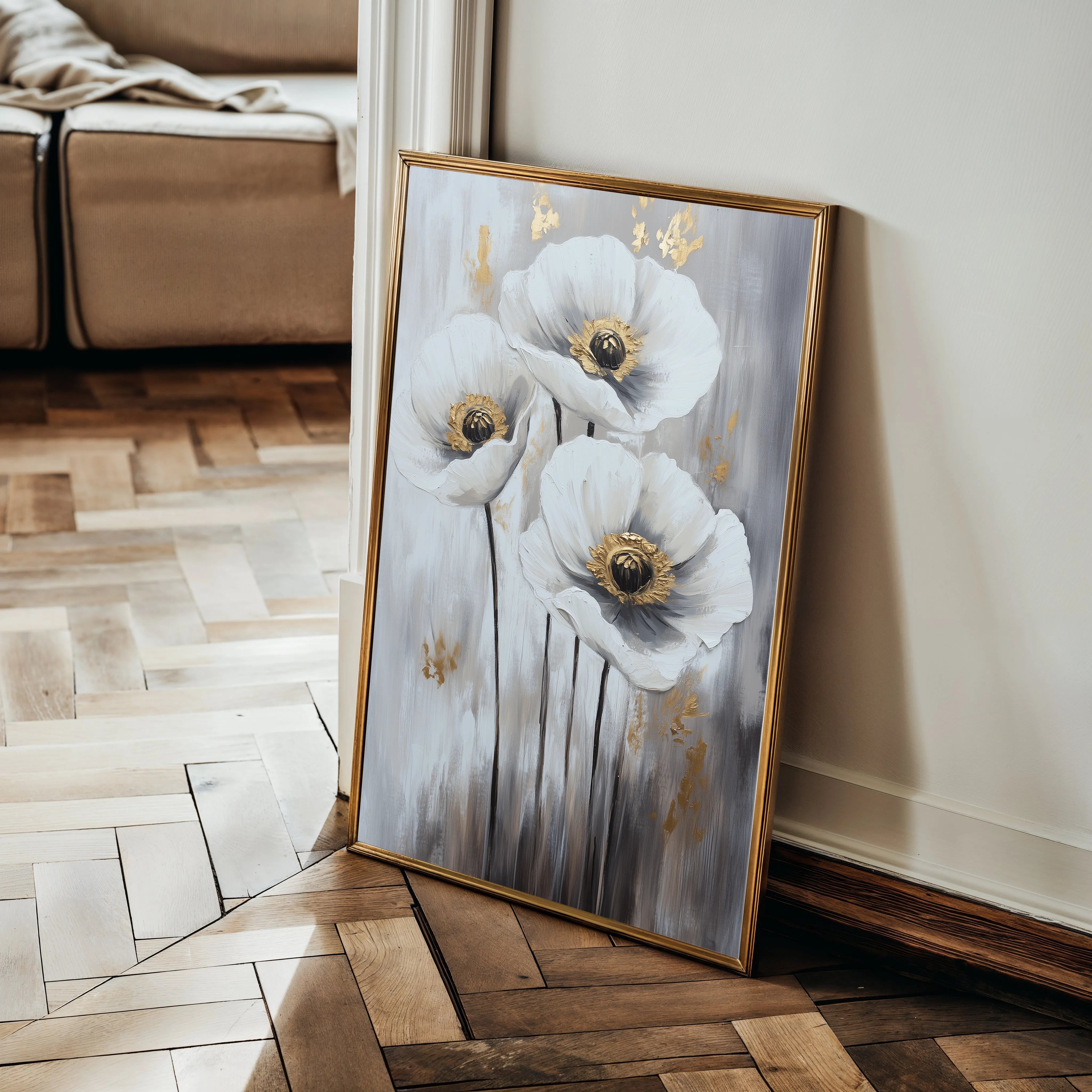 Floral 1541 Canvas Art 18" x 24" / 45 x 60 cm / Black