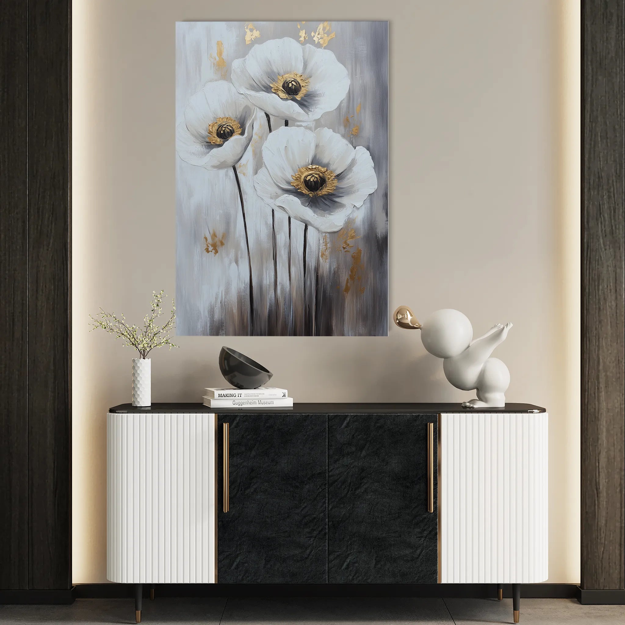 Floral 1541 Canvas Art 18" x 24" / 45 x 60 cm / Black