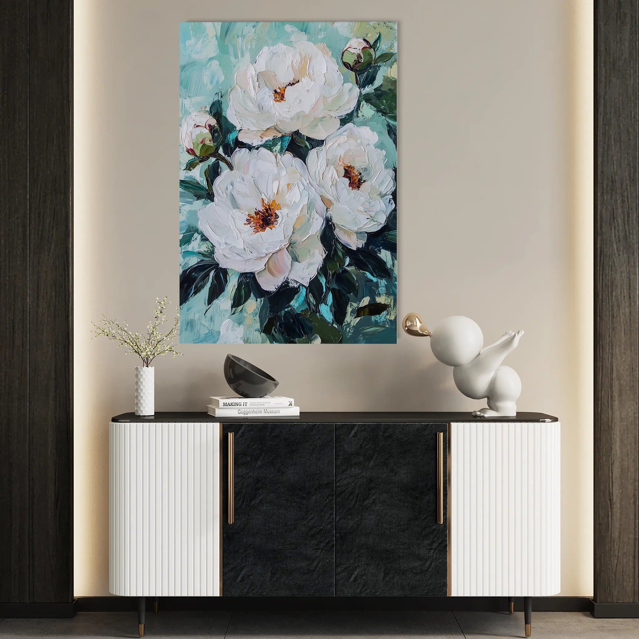 Floral 1542 Canvas Art 18" x 24" / 45 x 60 cm / Black