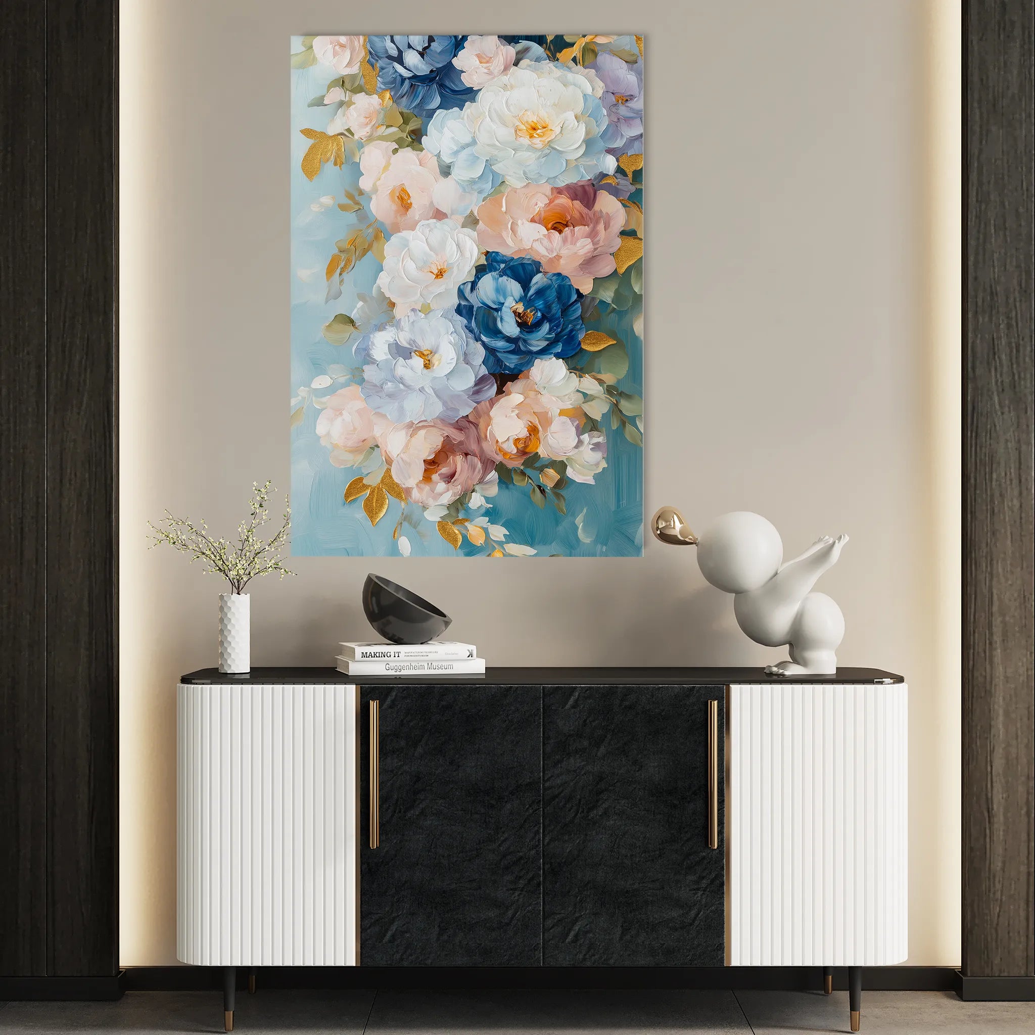 Floral 1543 Canvas Art 18" x 24" / 45 x 60 cm / Black