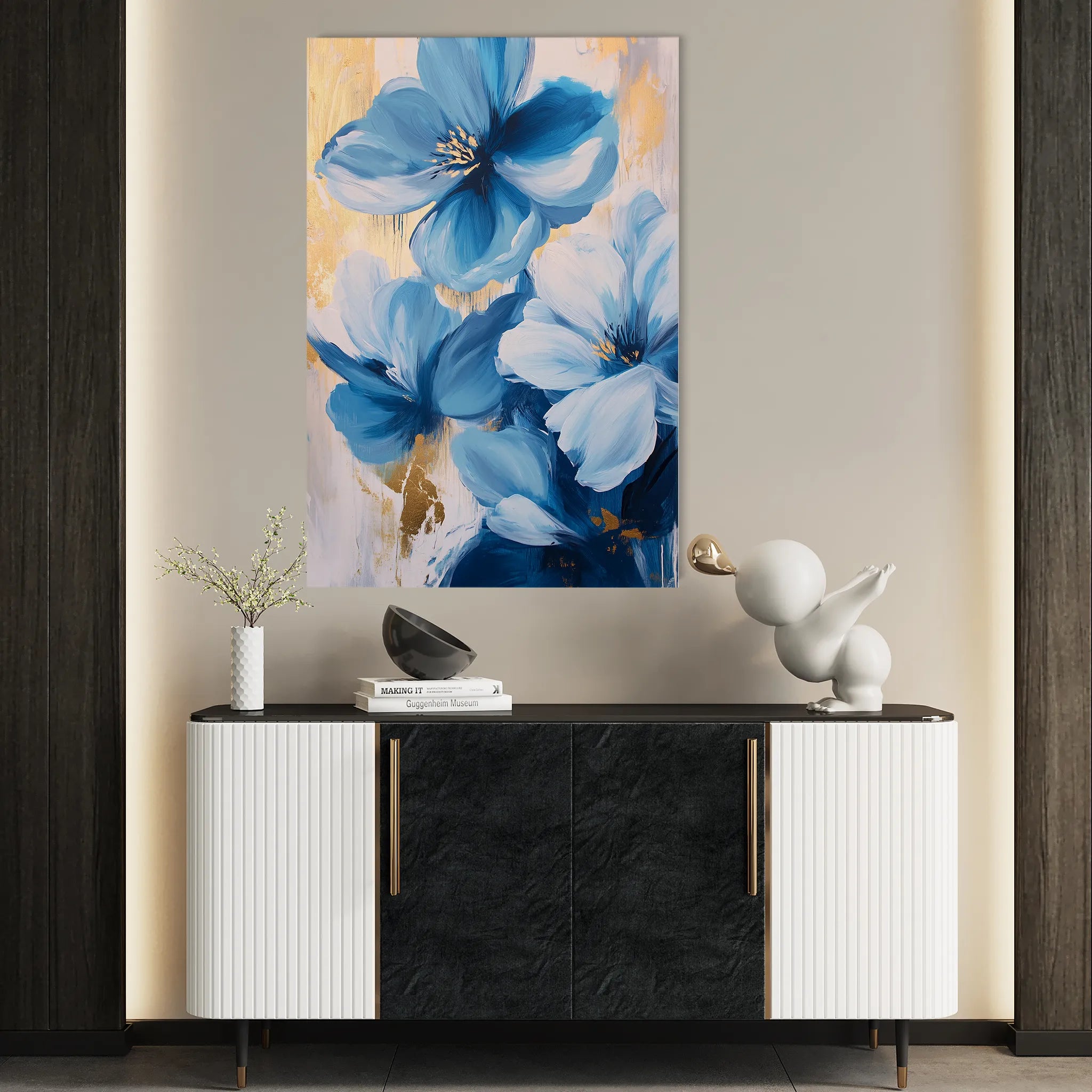 Floral 1544 Canvas Art 18" x 24" / 45 x 60 cm / Black