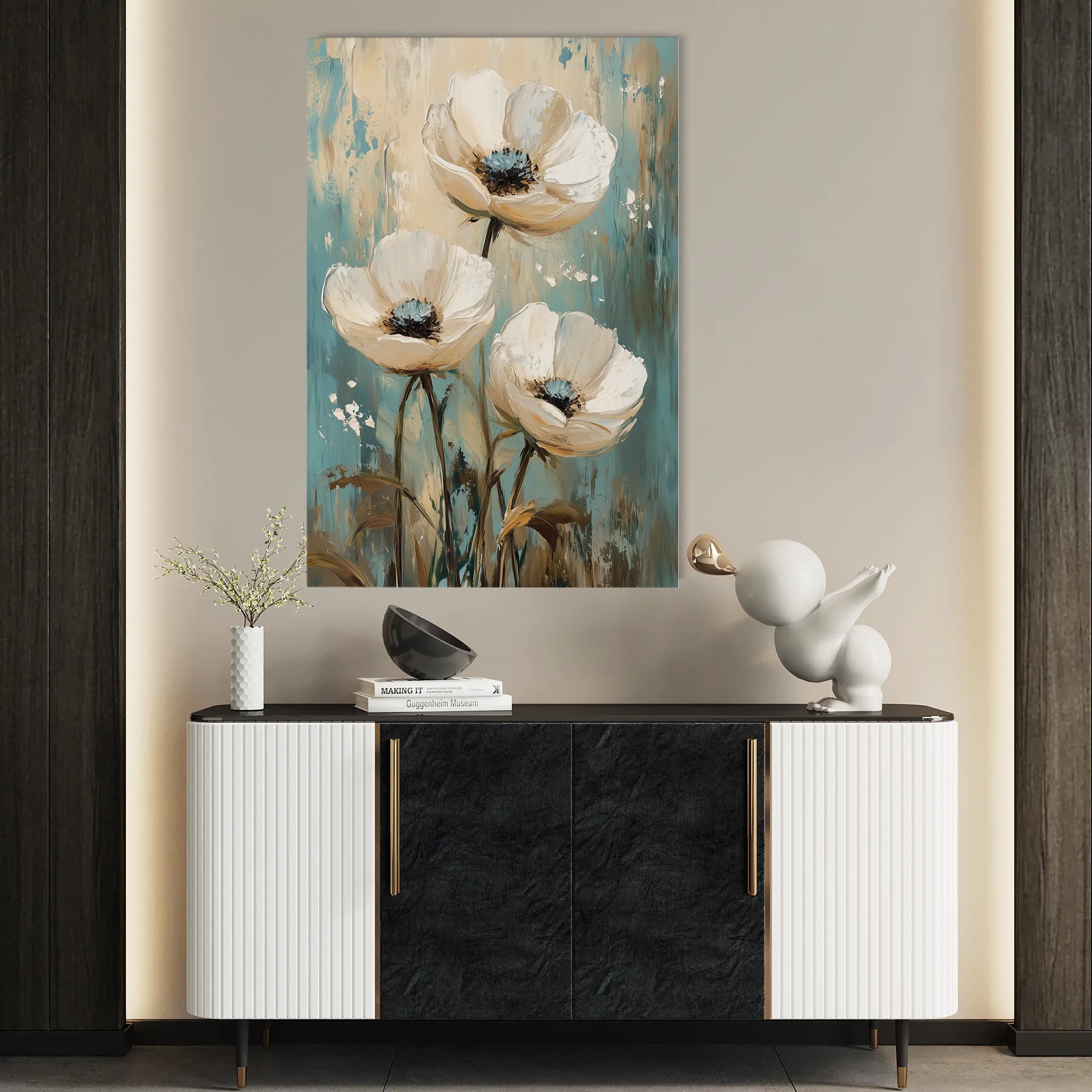 Floral 1550 Canvas Art 18" x 24" / 45 x 60 cm / Black