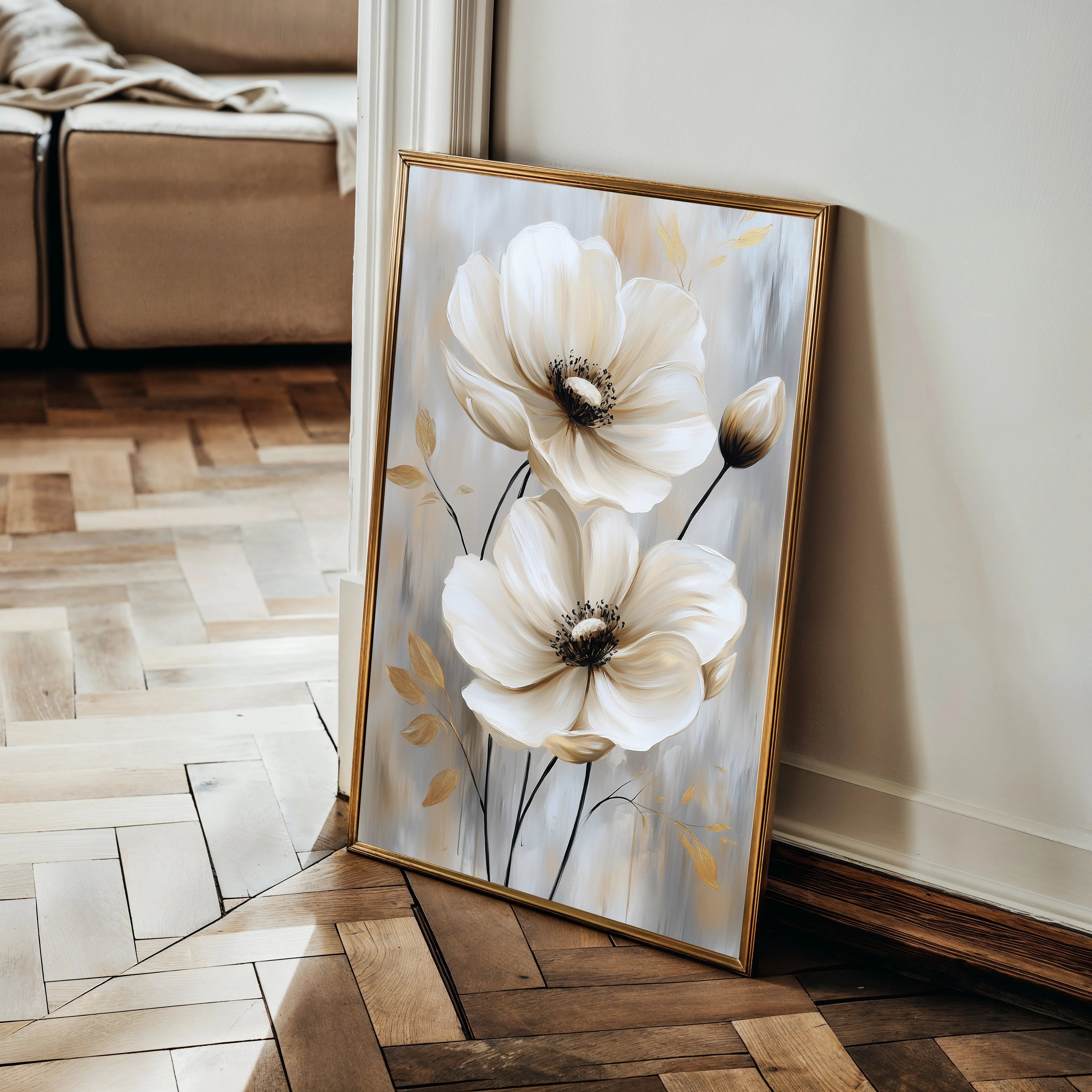 Floral 1553 Canvas Art 18" x 24" / 45 x 60 cm / Black