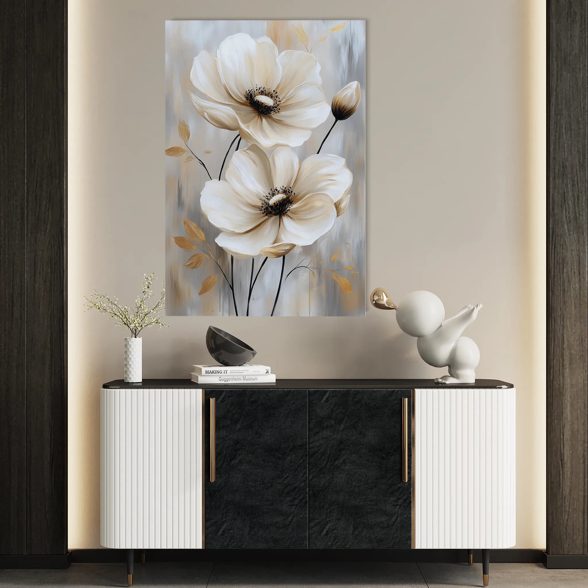 Floral 1553 Canvas Art 18" x 24" / 45 x 60 cm / Black