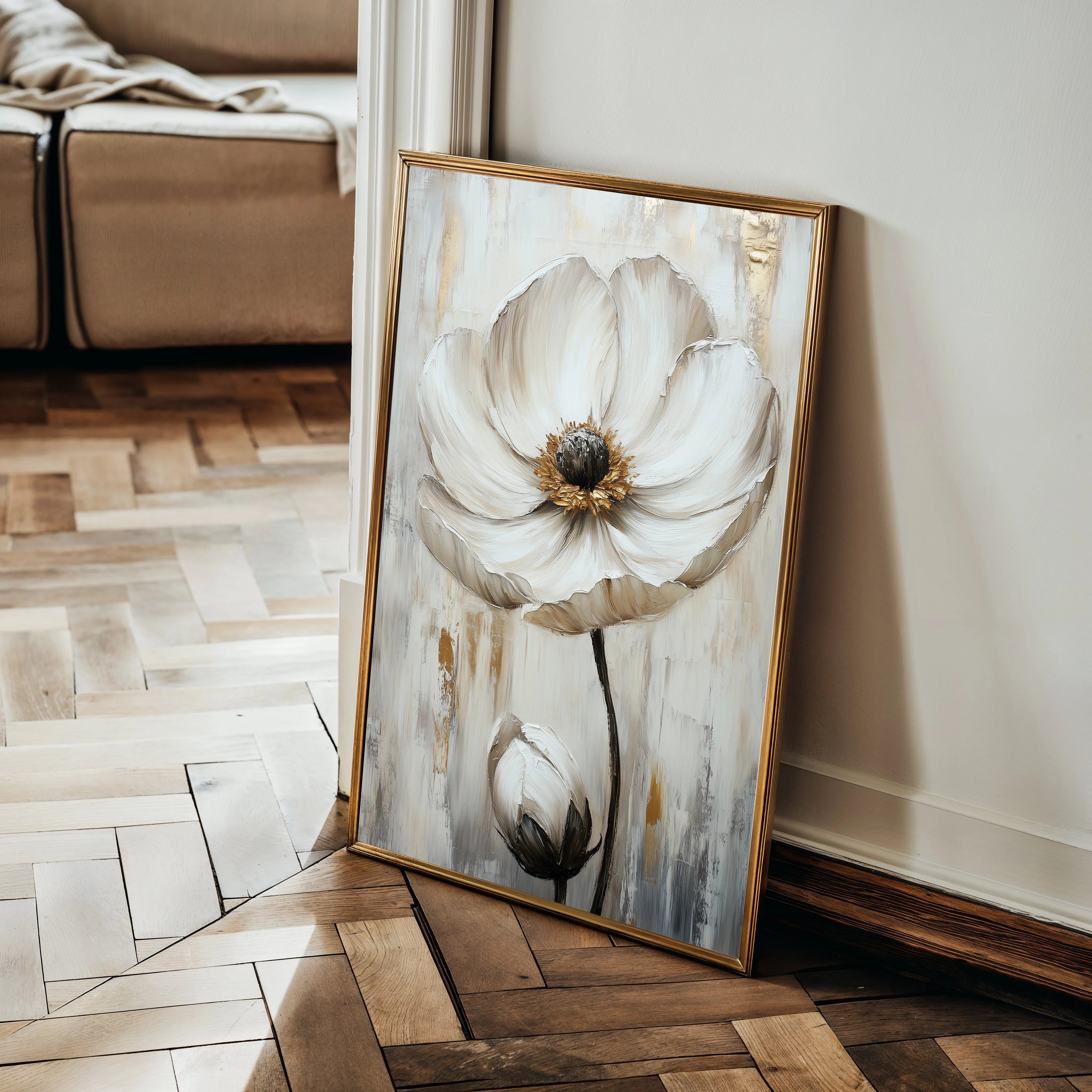 Floral 1559 Canvas Art 18" x 24" / 45 x 60 cm / Black