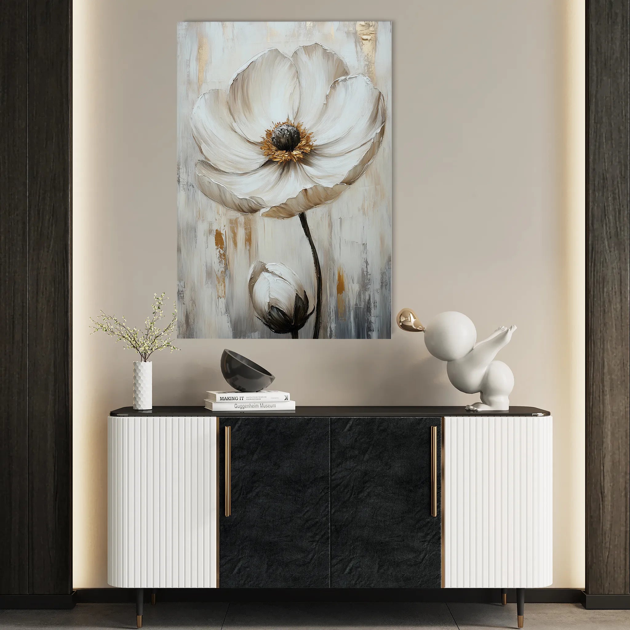 Floral 1559 Canvas Art 18" x 24" / 45 x 60 cm / Black