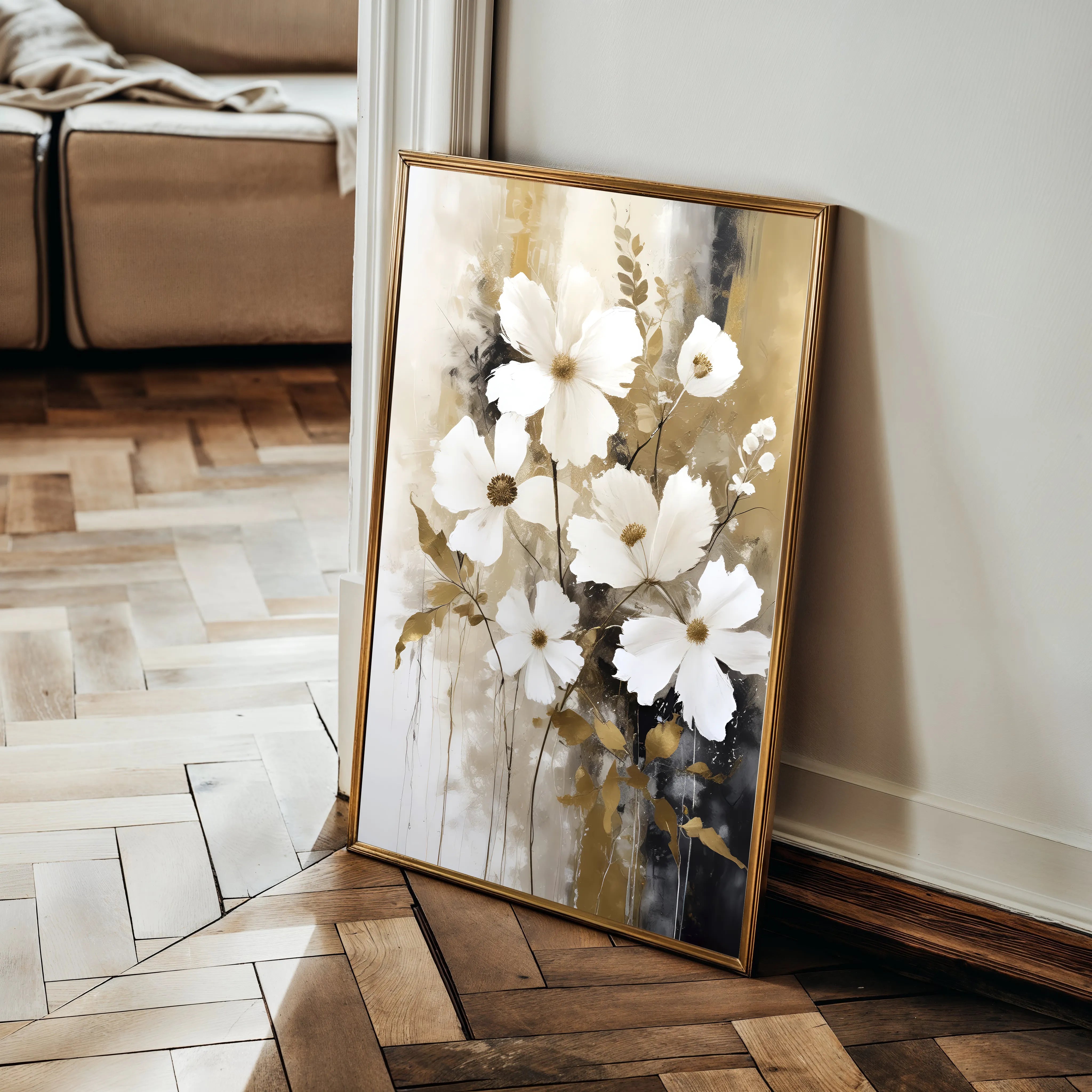 Floral 156 Canvas Art 18" x 24" / 45 x 60 cm / Black