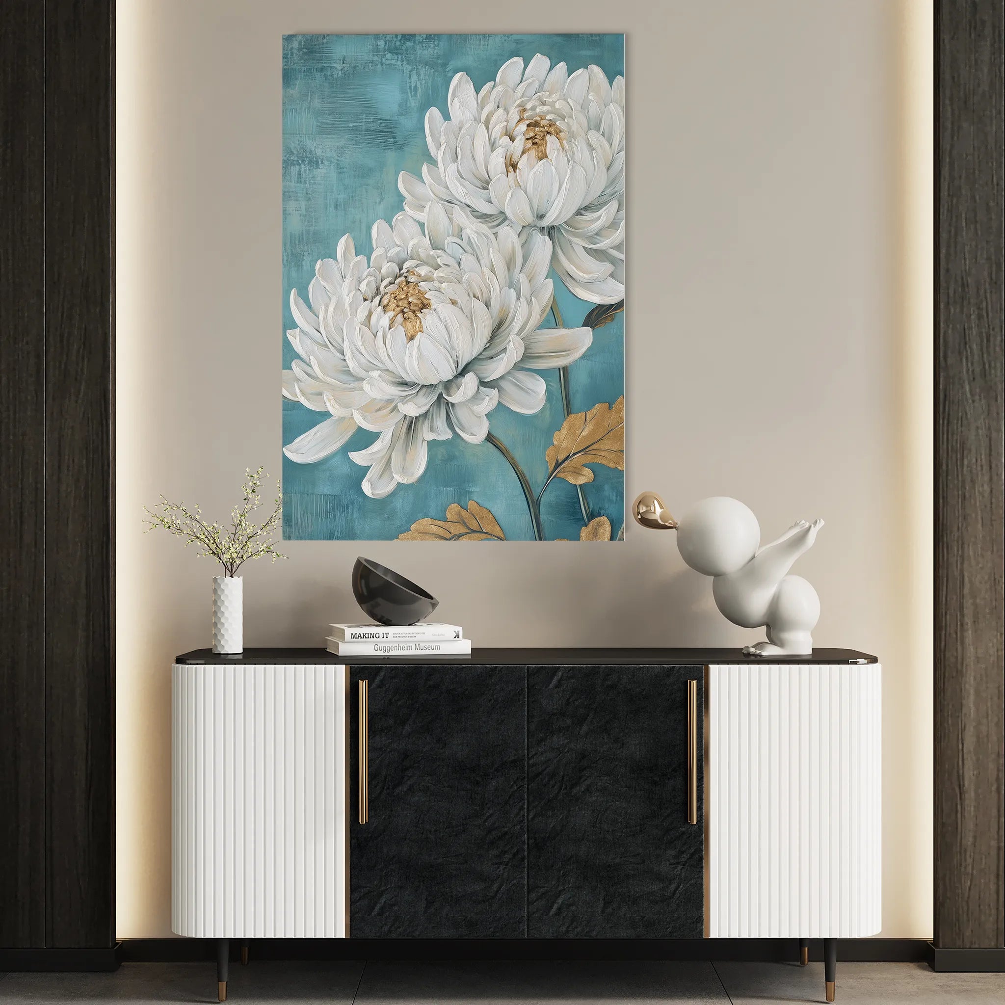 Floral 1561 Canvas Art 18" x 24" / 45 x 60 cm / Black