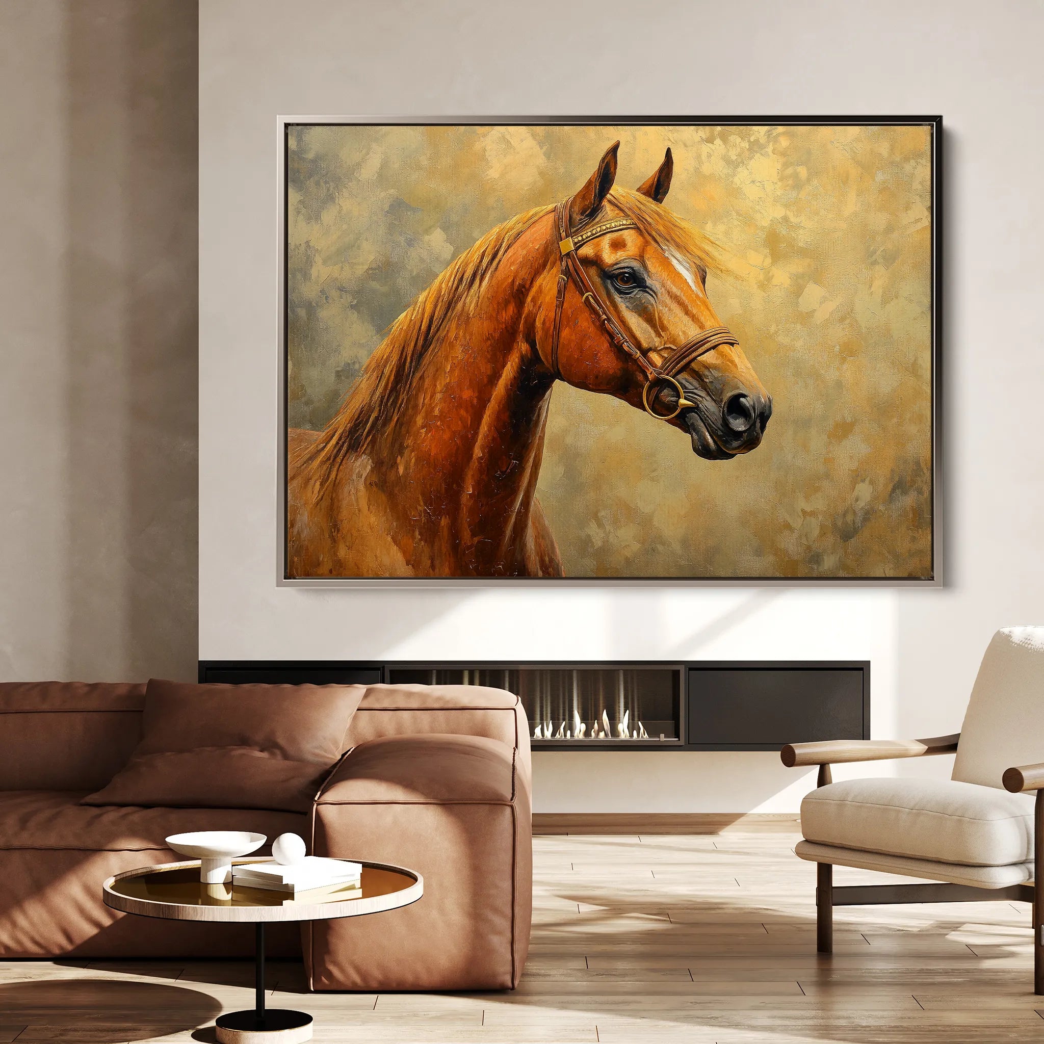 Horses 158 Canvas Art 18" x 24" / 45 x 60 cm / Black
