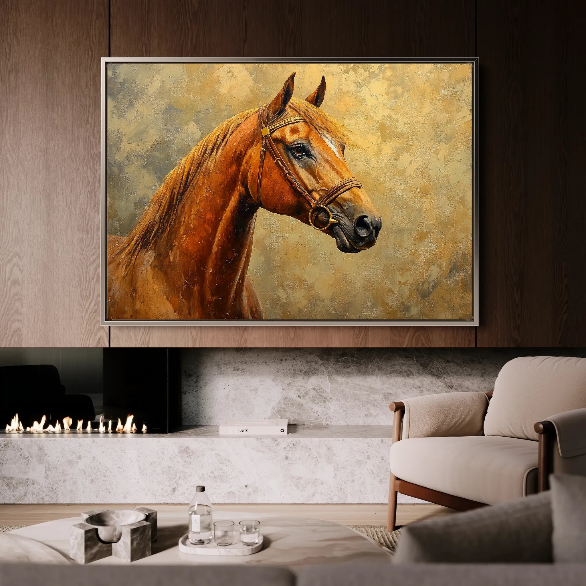 Horses 158 Canvas Art 18" x 24" / 45 x 60 cm / Black