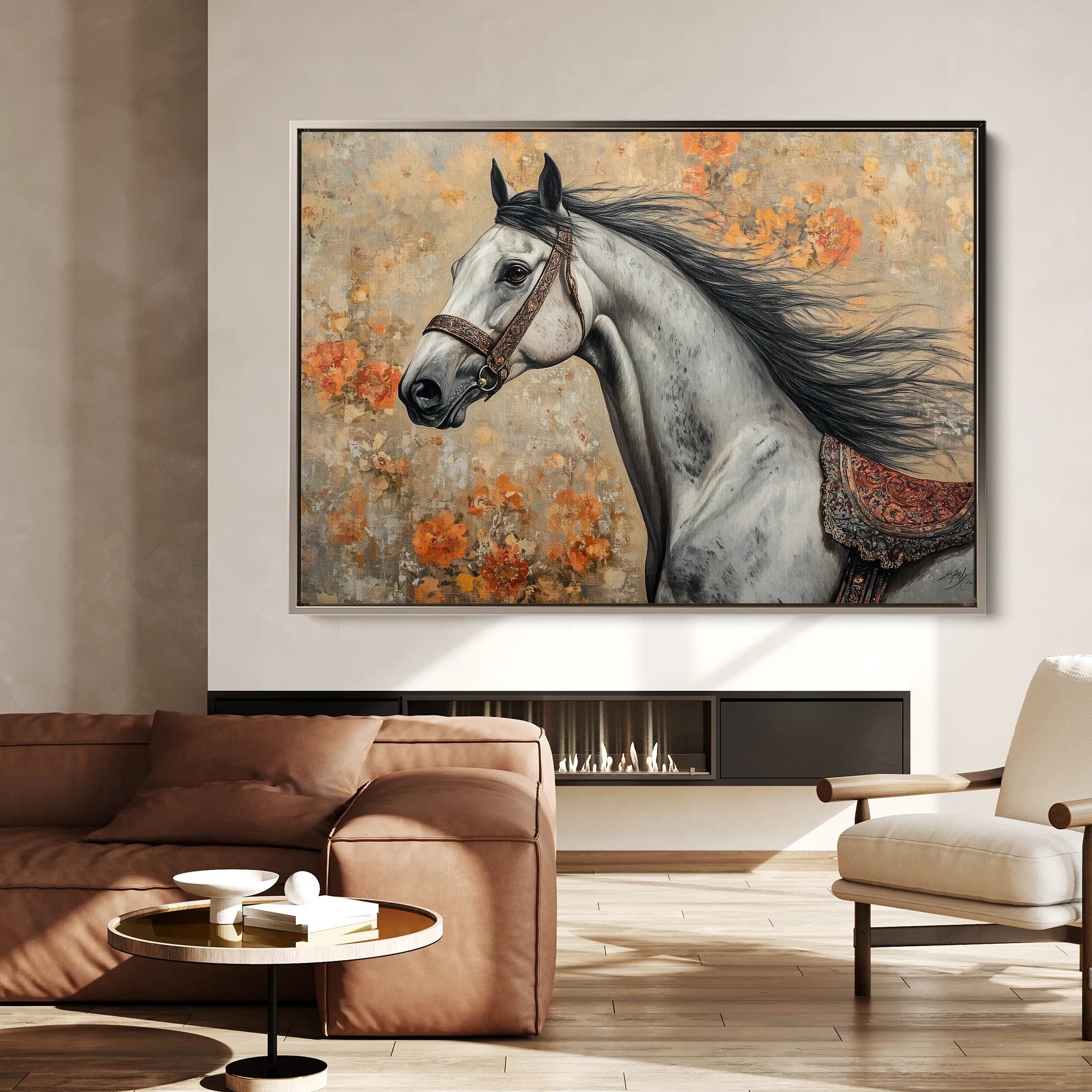 Horses 159 Canvas Art 18" x 24" / 45 x 60 cm / Black