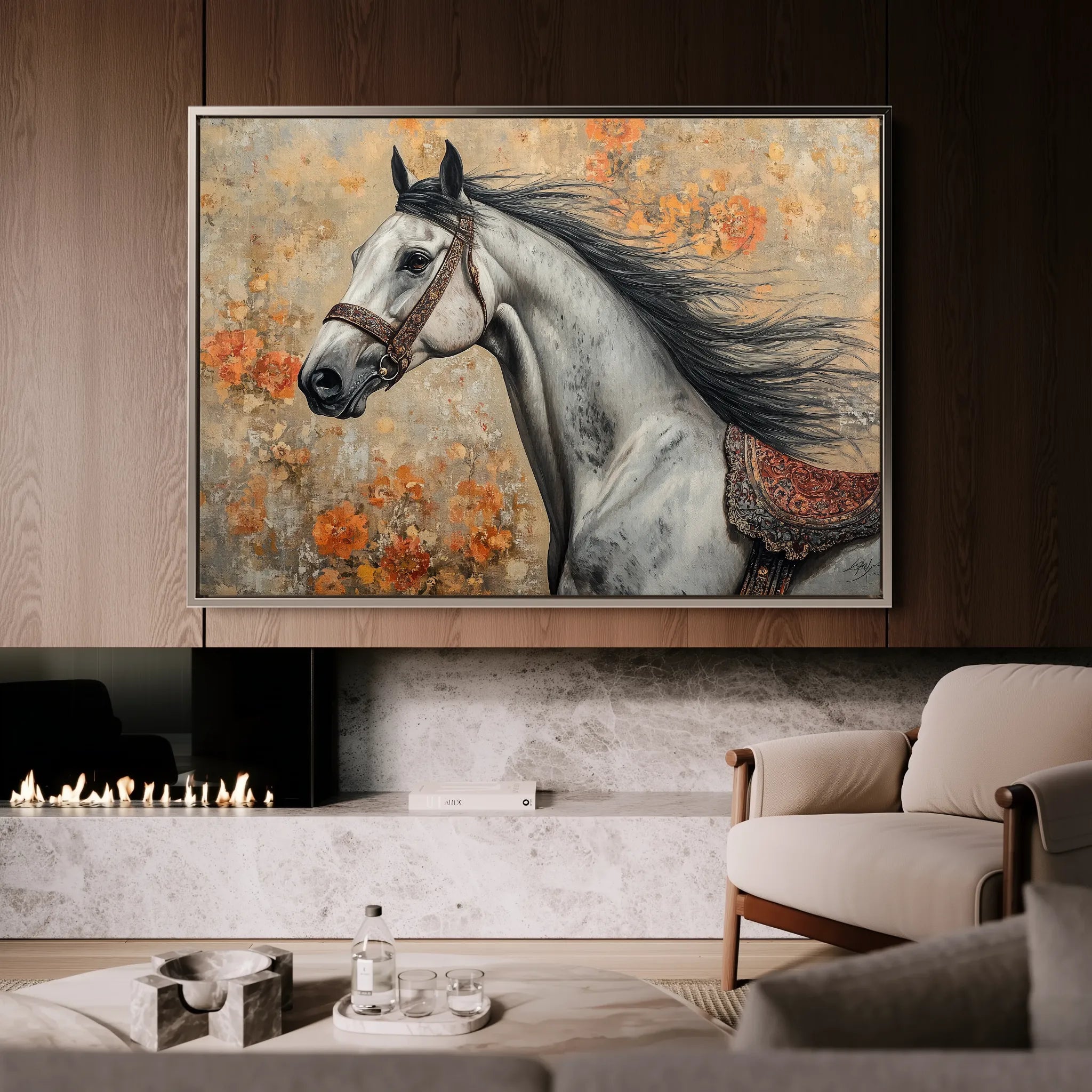 Horses 159 Canvas Art 18" x 24" / 45 x 60 cm / Black