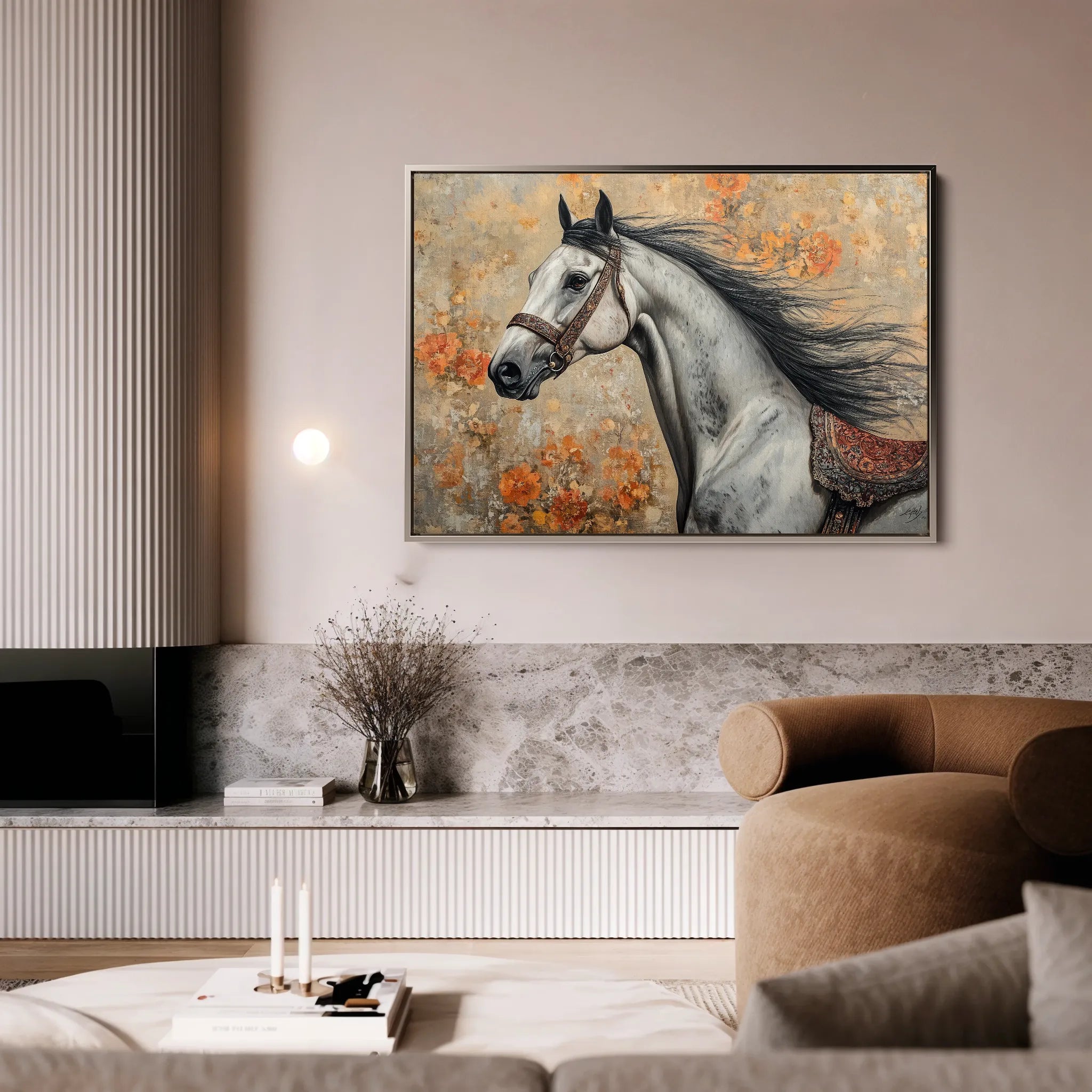 Horses 159 Canvas Art 18" x 24" / 45 x 60 cm / Black