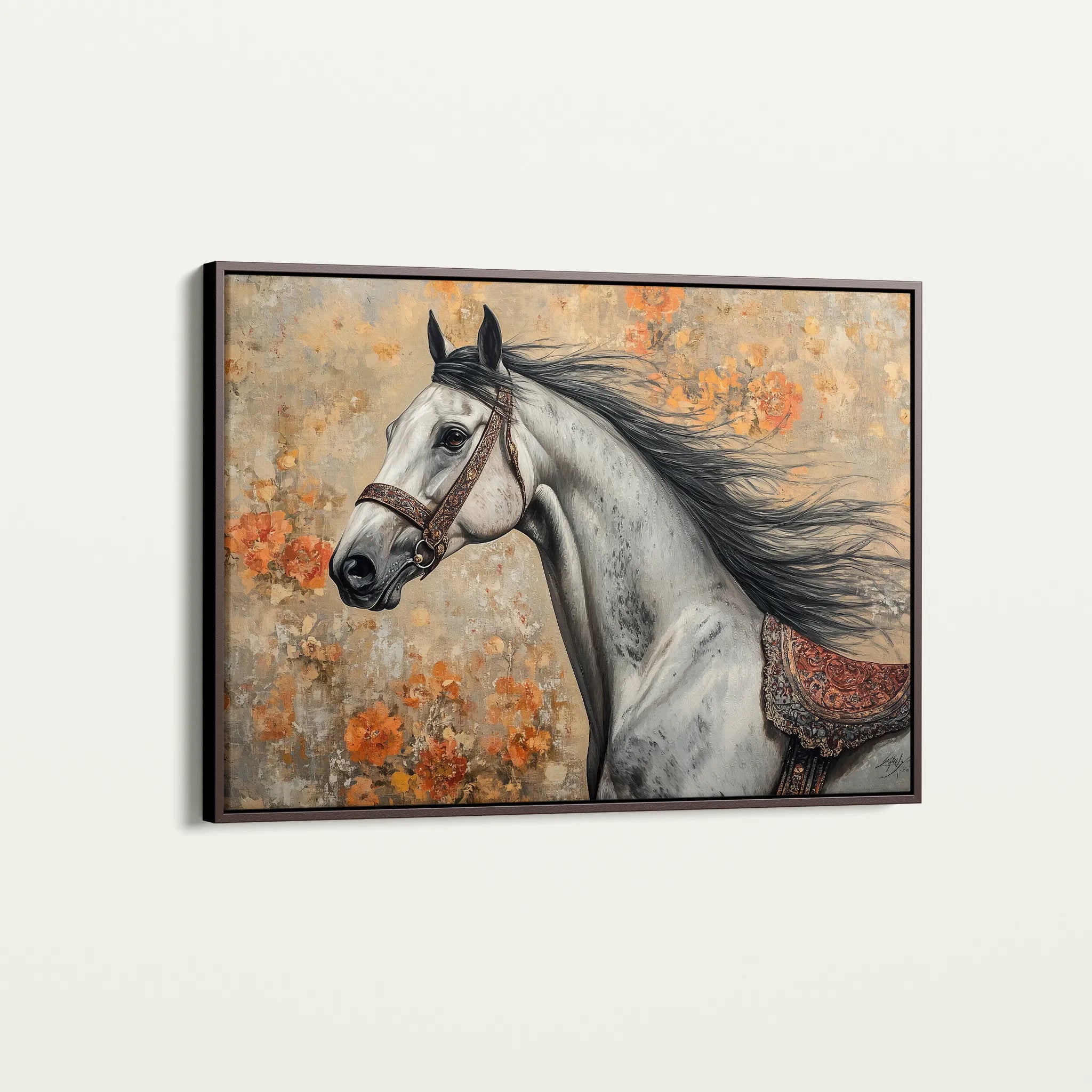 Horses 159 Canvas Art 18" x 24" / 45 x 60 cm / Black
