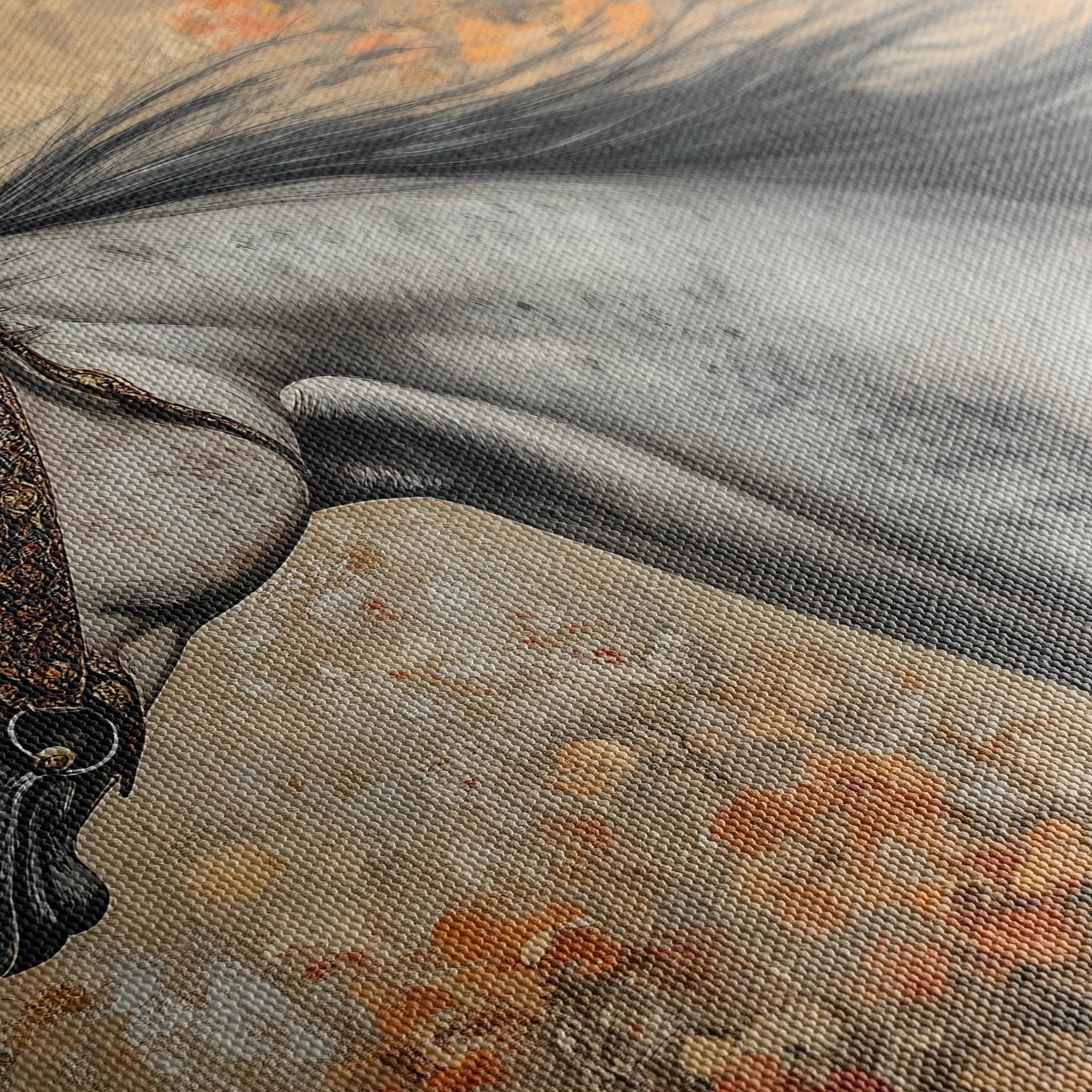 Horses 159 Canvas Art 18" x 24" / 45 x 60 cm / Black