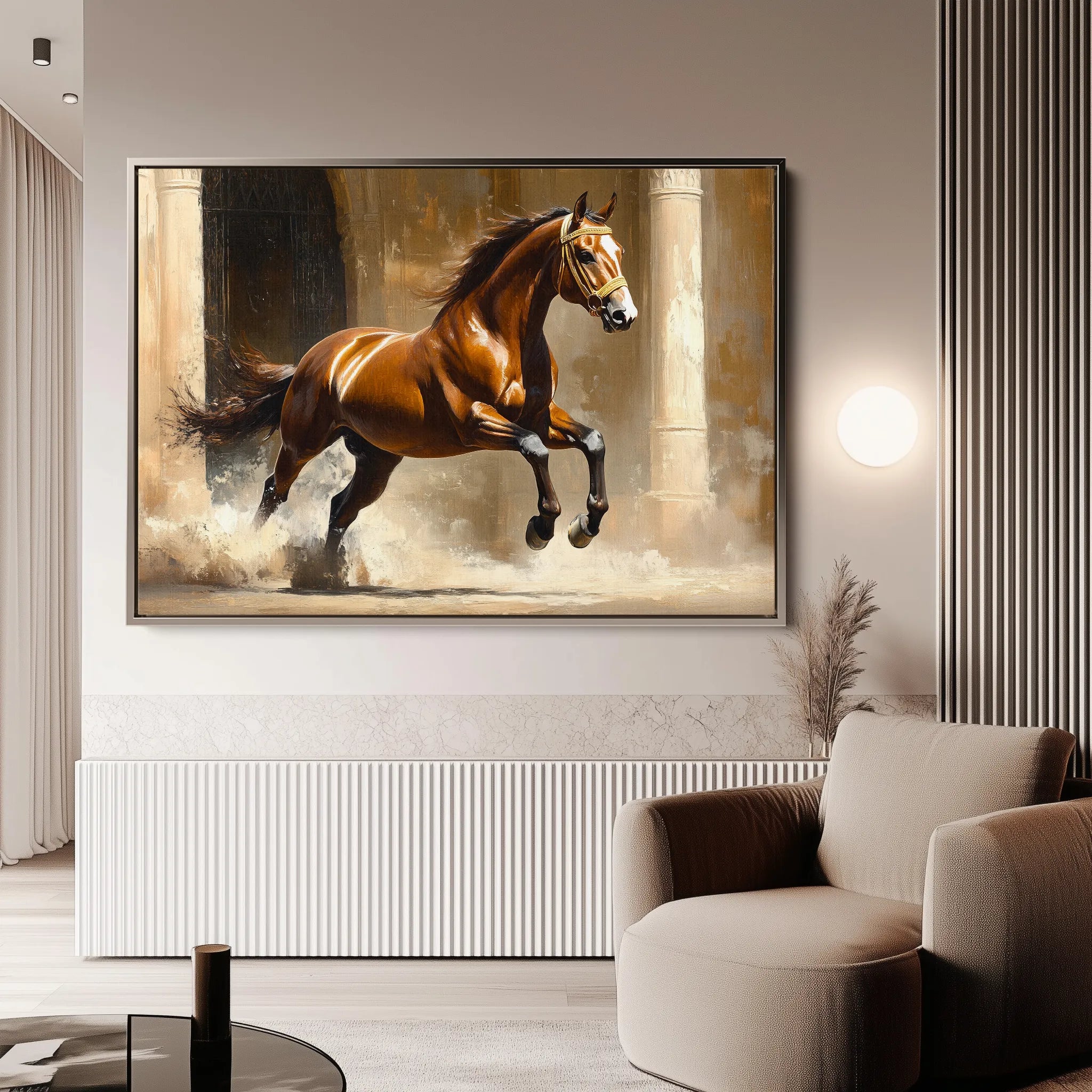 Horses 160 Canvas Art 18" x 24" / 45 x 60 cm / Black