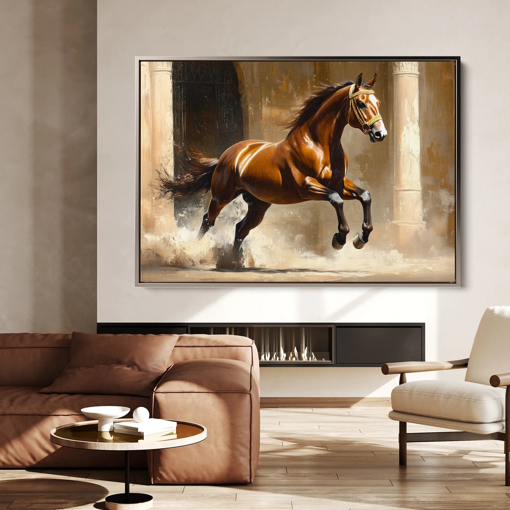 Horses 160 Canvas Art 18" x 24" / 45 x 60 cm / Black