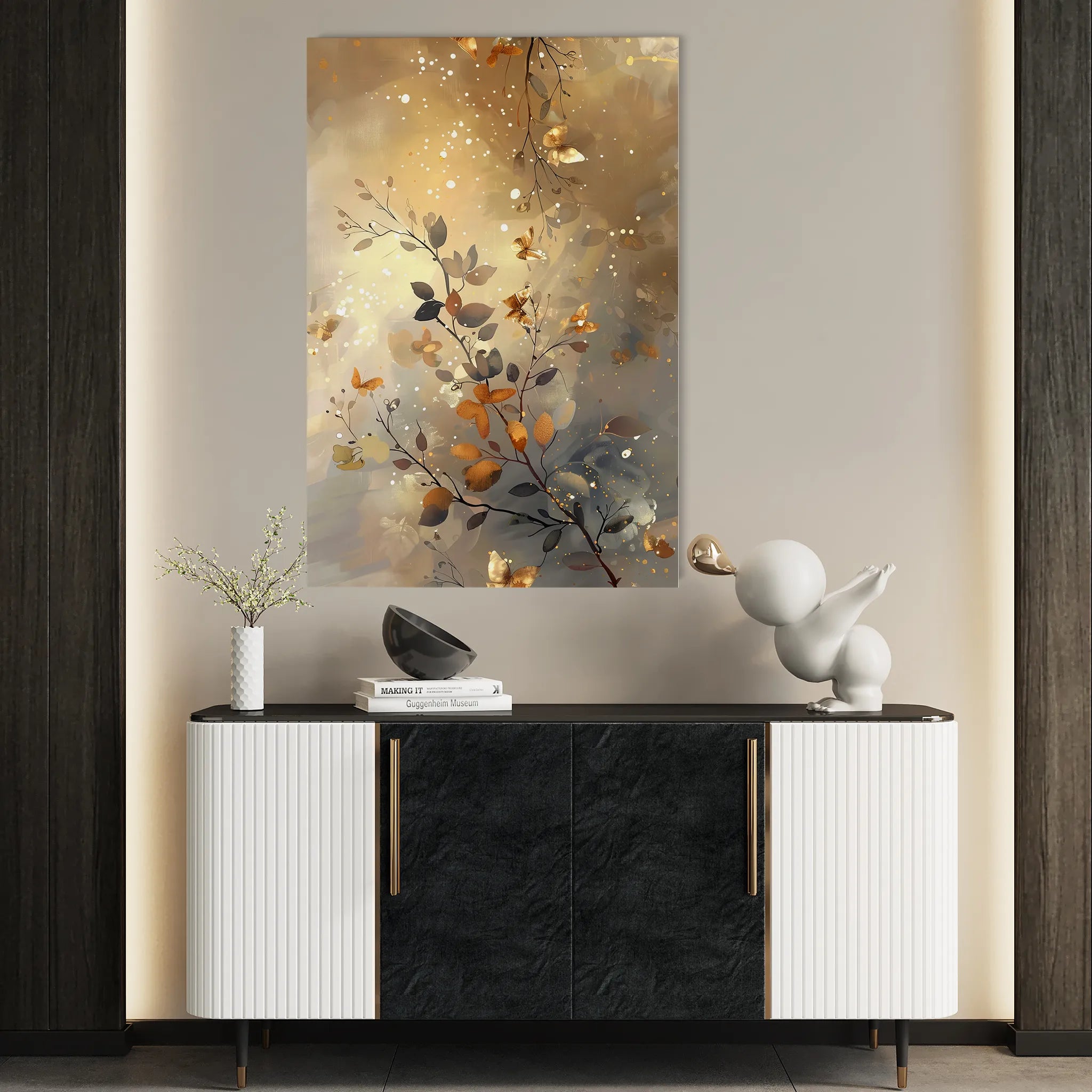 Floral 162 Canvas Art 18" x 24" / 45 x 60 cm / Black